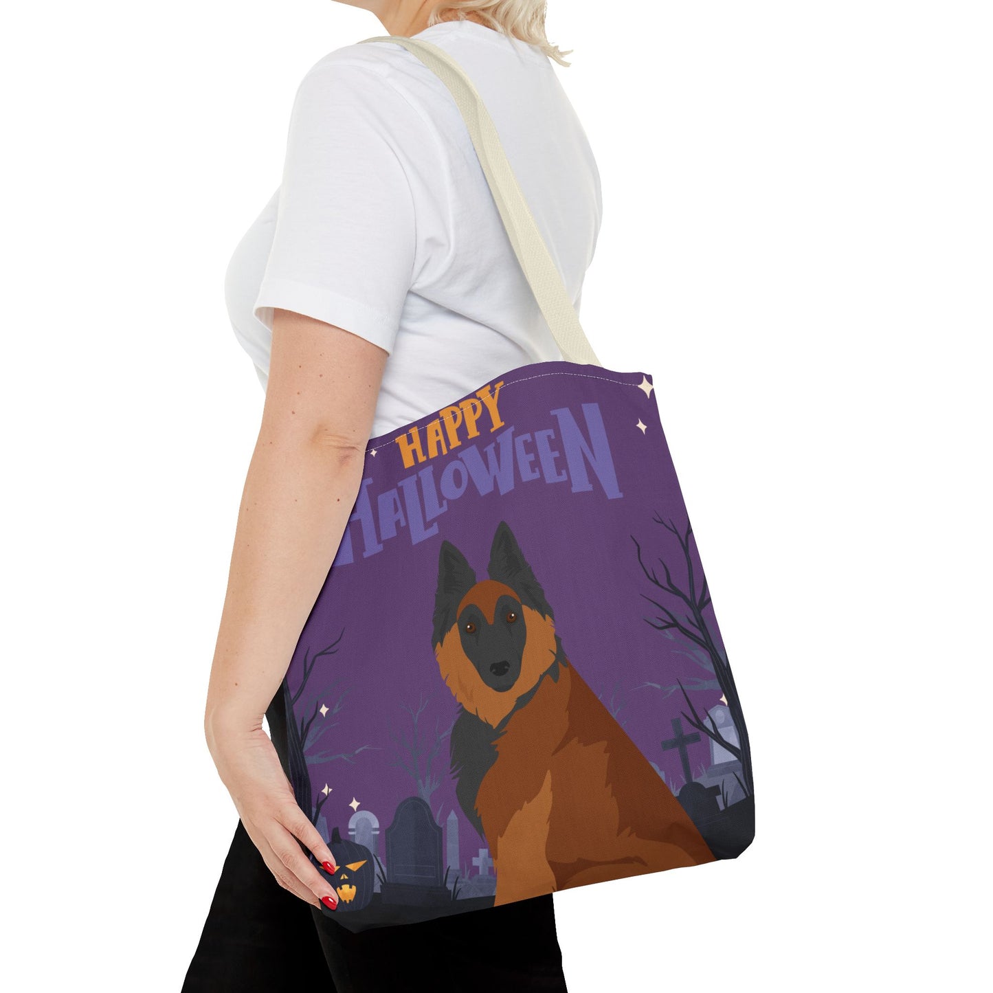 Belgain Tervuren Dog Happy Halloween Tote Bag 16x16