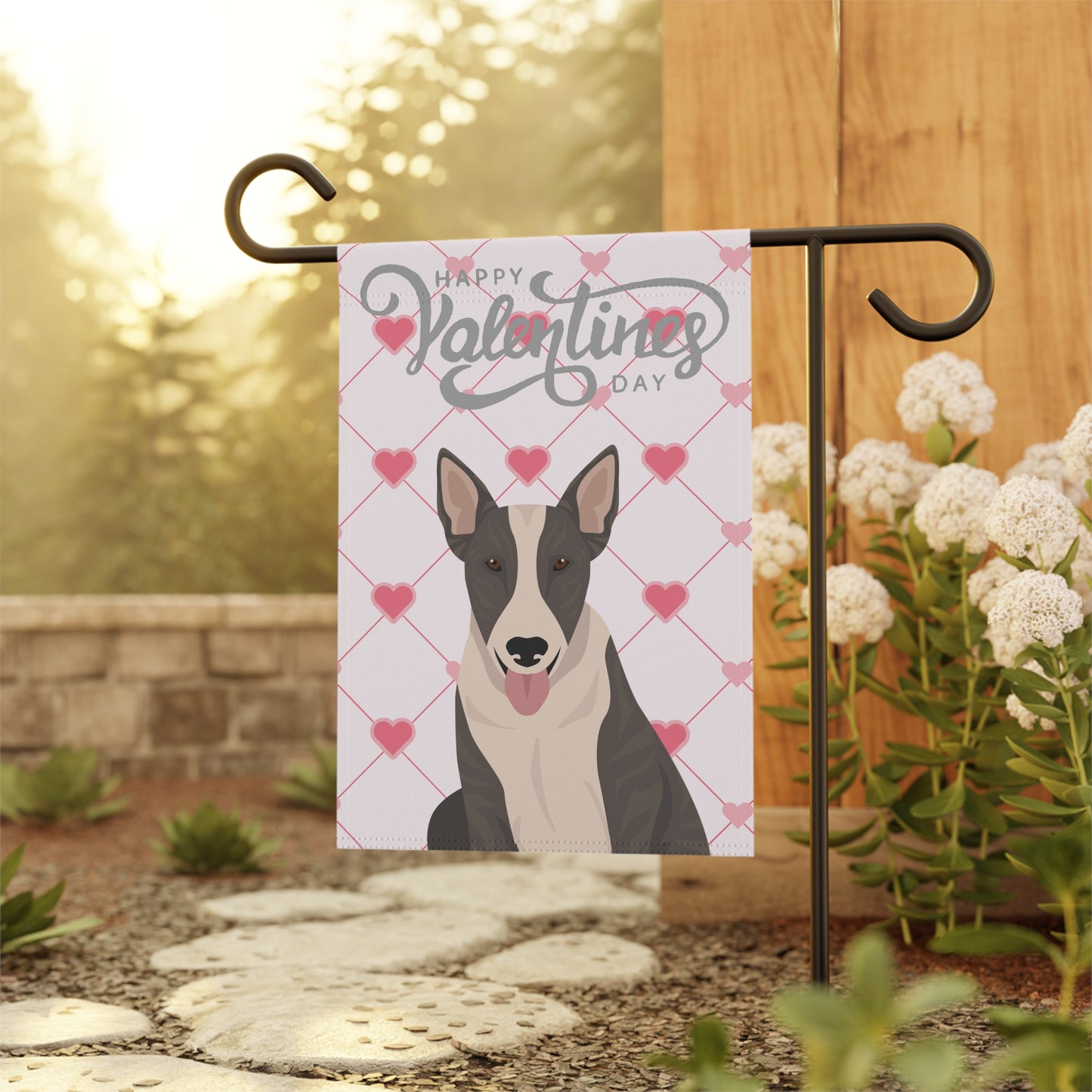 Bull Terrier Dog Valentines Day Garden Flag