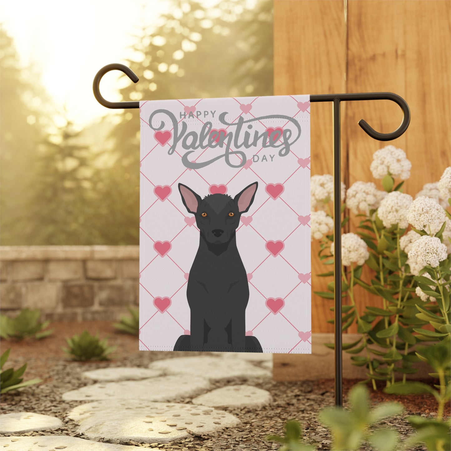 Xoloitzcuintli Dog Valentines Day Garden Flag