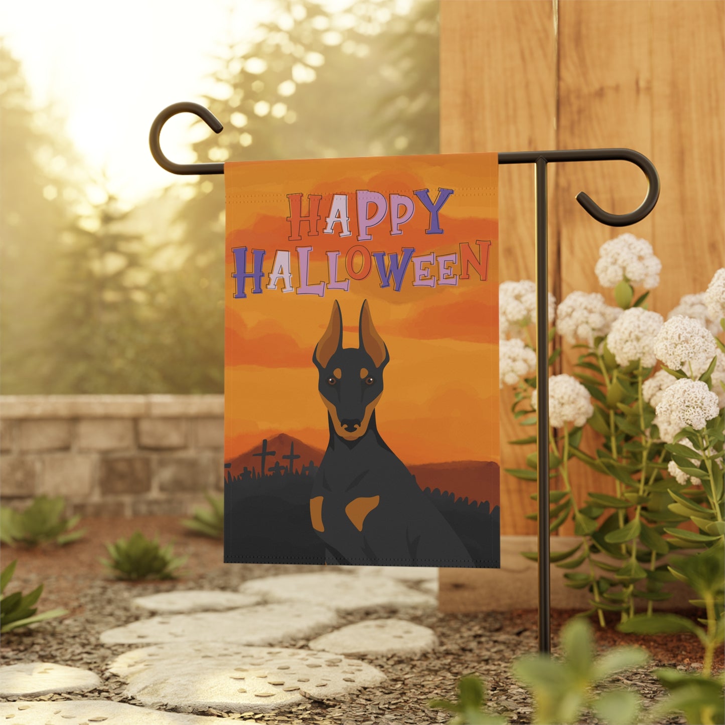 Manchester Terrier Dog Halloween Garden Flag