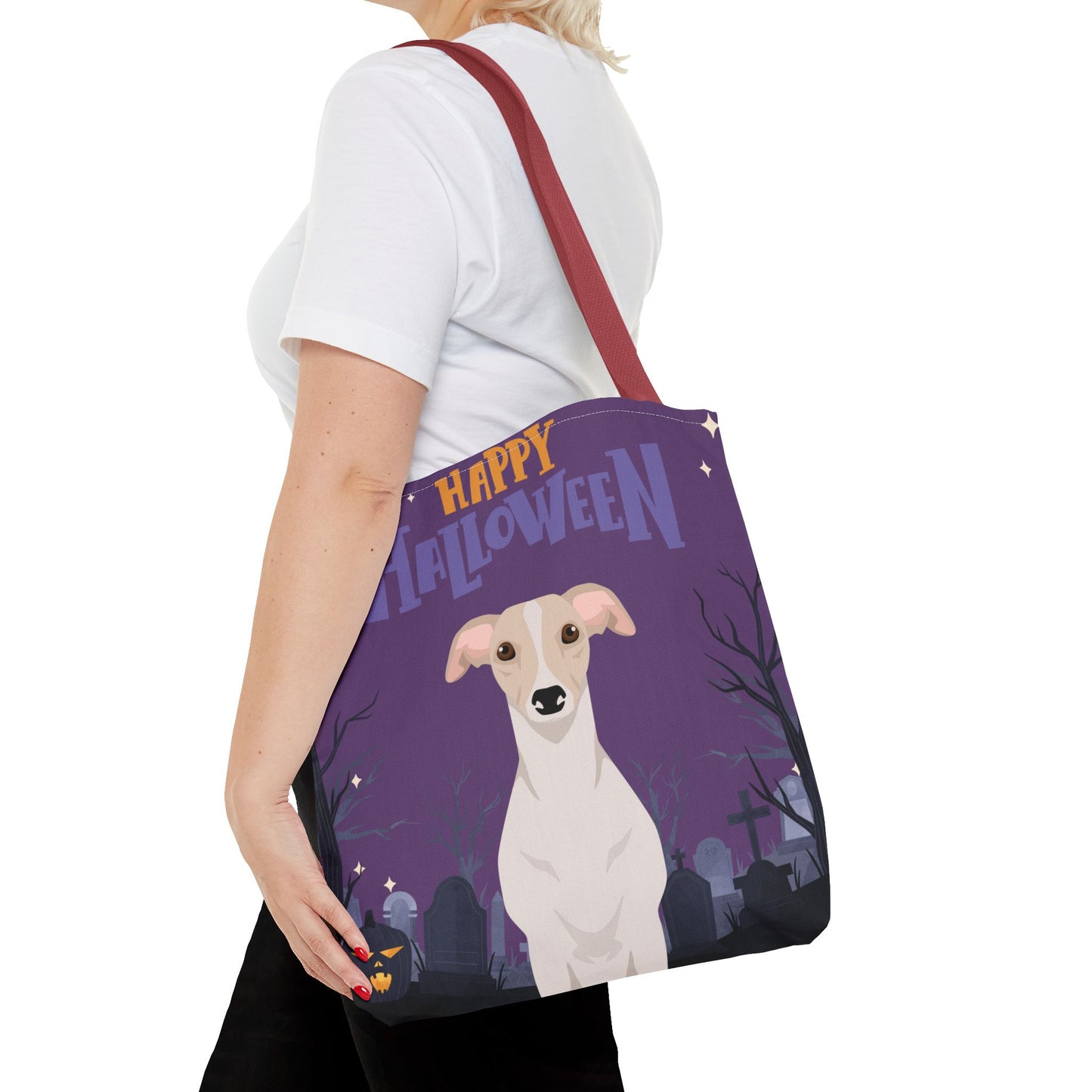 Whippet Dog Happy Halloween Tote Bag 16x16