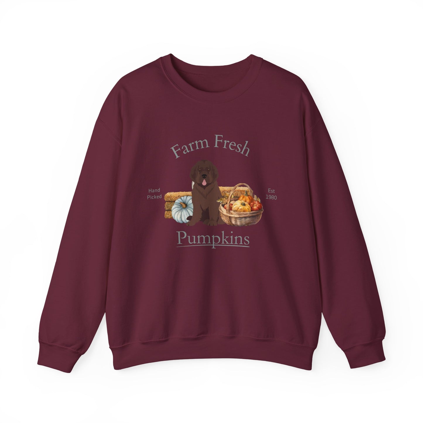 Newfoundland Dog Fall Farm Fresh Unisex Heavy Blend Crewneck Sweatshirt