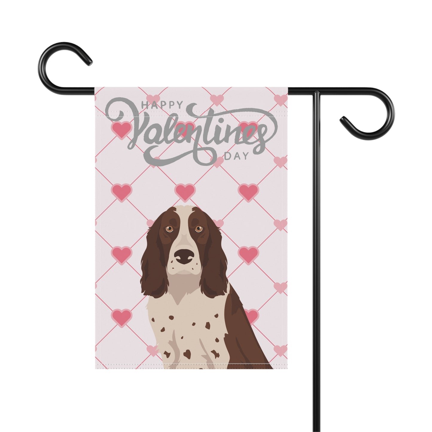 Russian Spaniel Dog Valentines Day Garden Flag