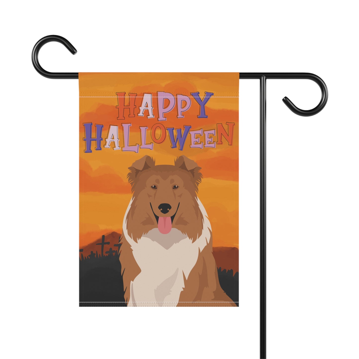 Collie Dog Halloween Garden Flag