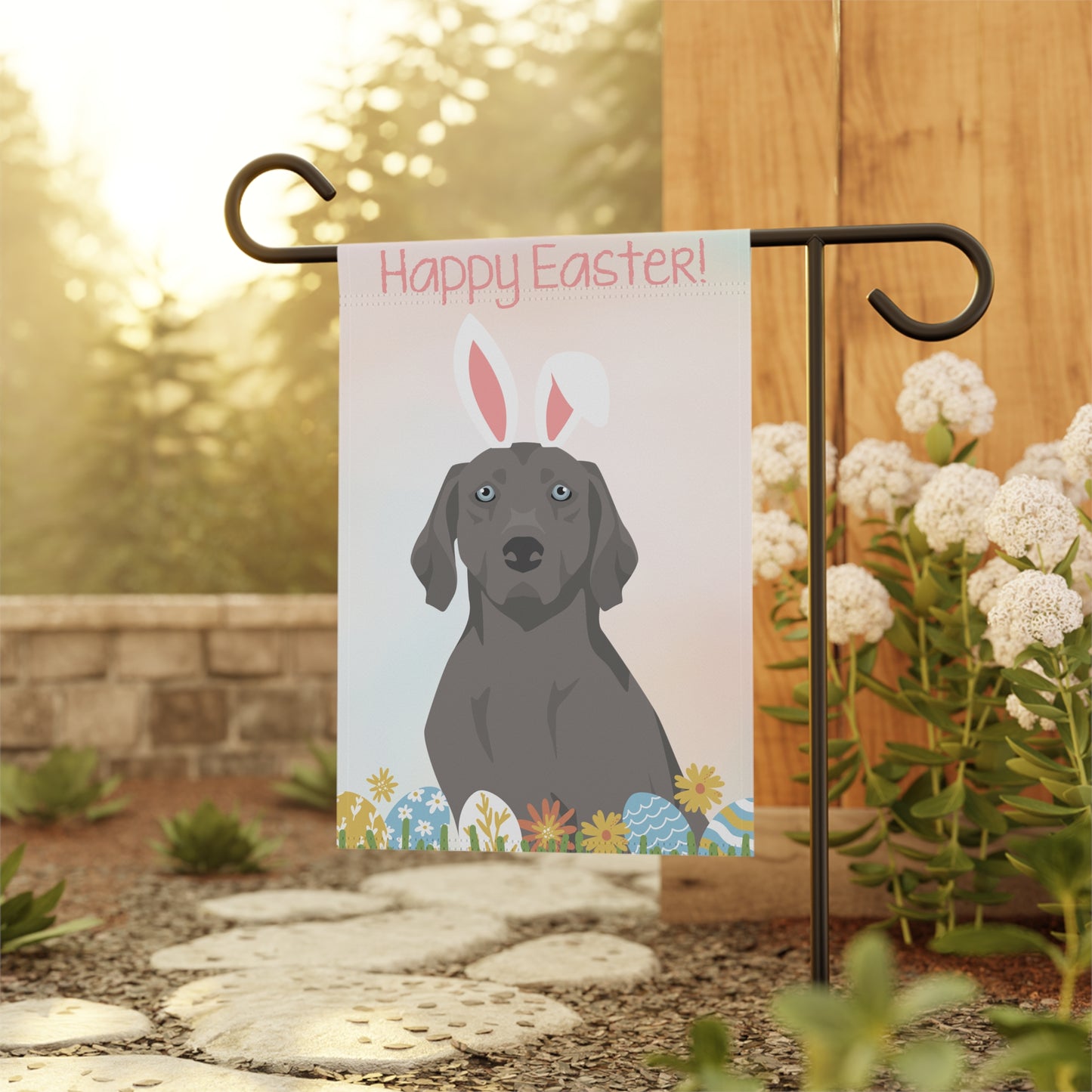 Weimaraner Dog Happy Easter Garden Flag
