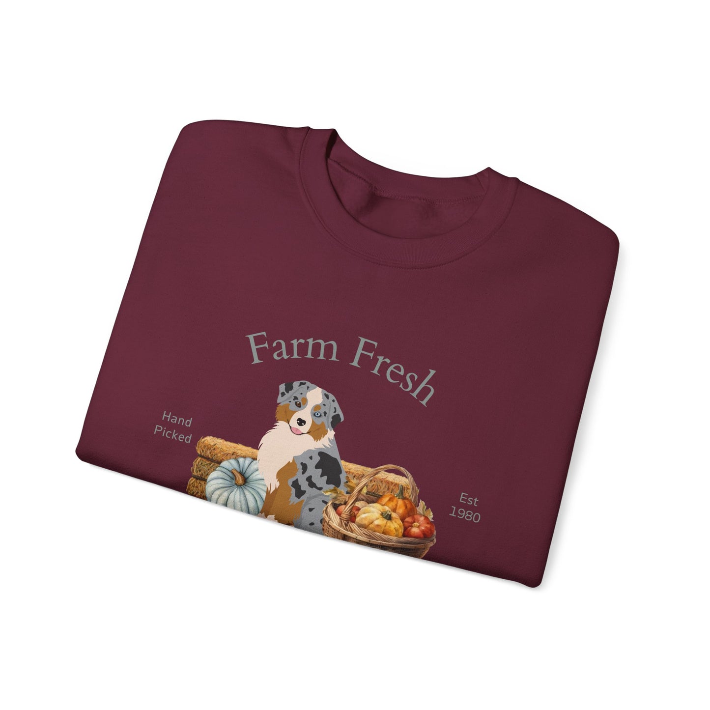 Miniature American Shepherd Dog Fall Farm Fresh Unisex Heavy Blend Crewneck Sweatshirt