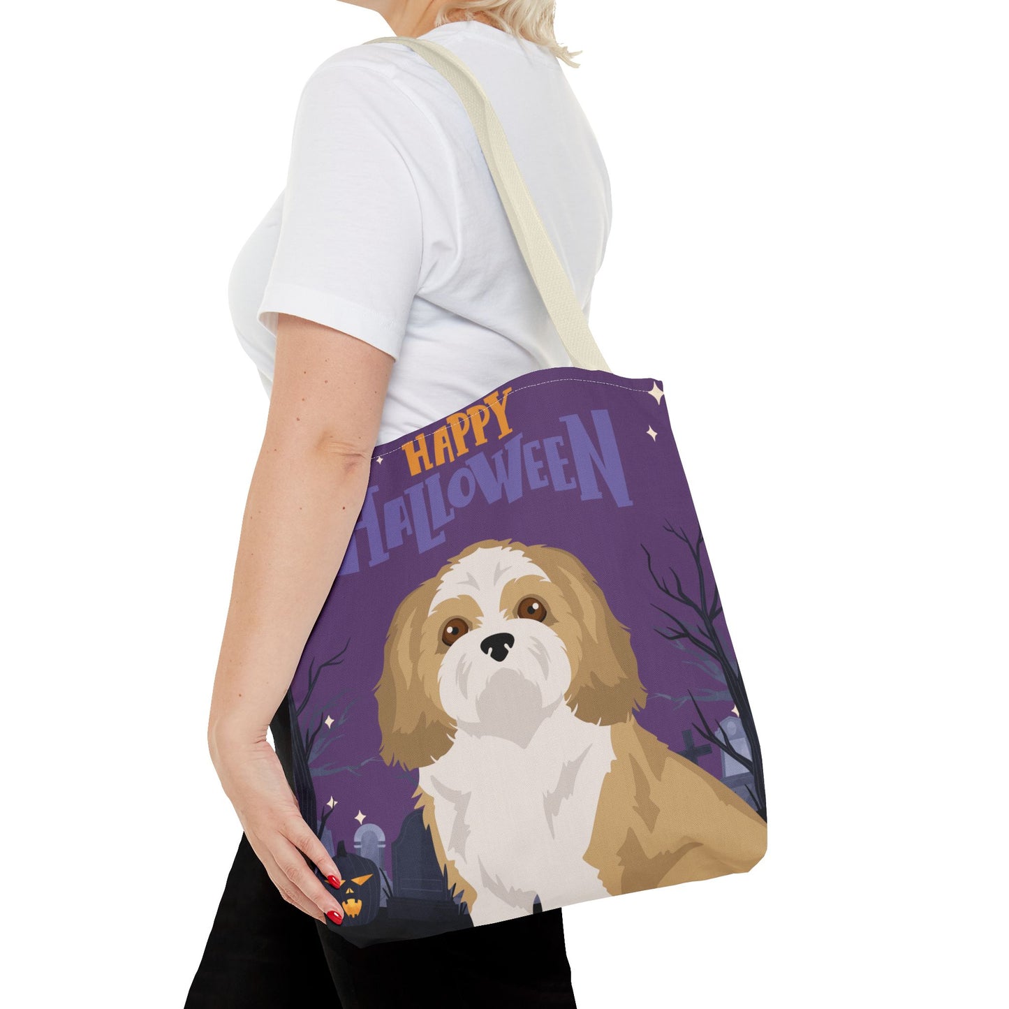 Shih Tzu Dog Happy Halloween Tote Bag 16x16