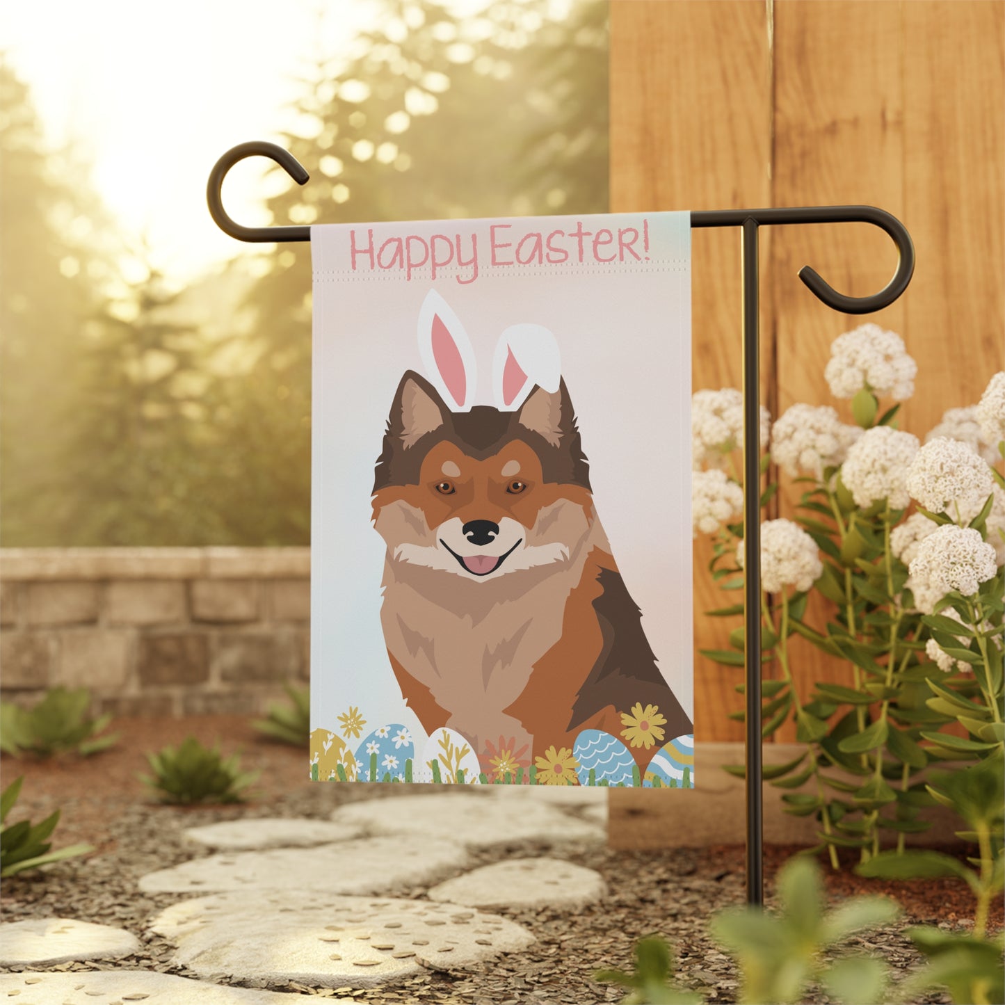 Nenets Herding Laika Dog Happy Easter Garden Flag