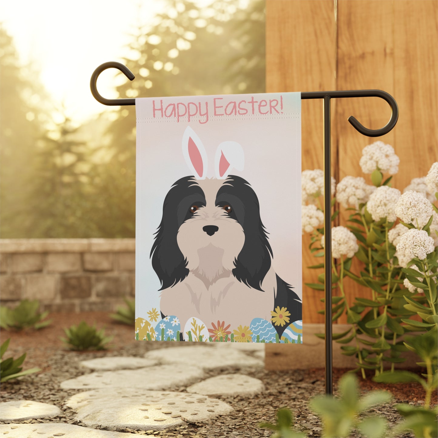 Havanese Dog Happy Easter Garden Flag
