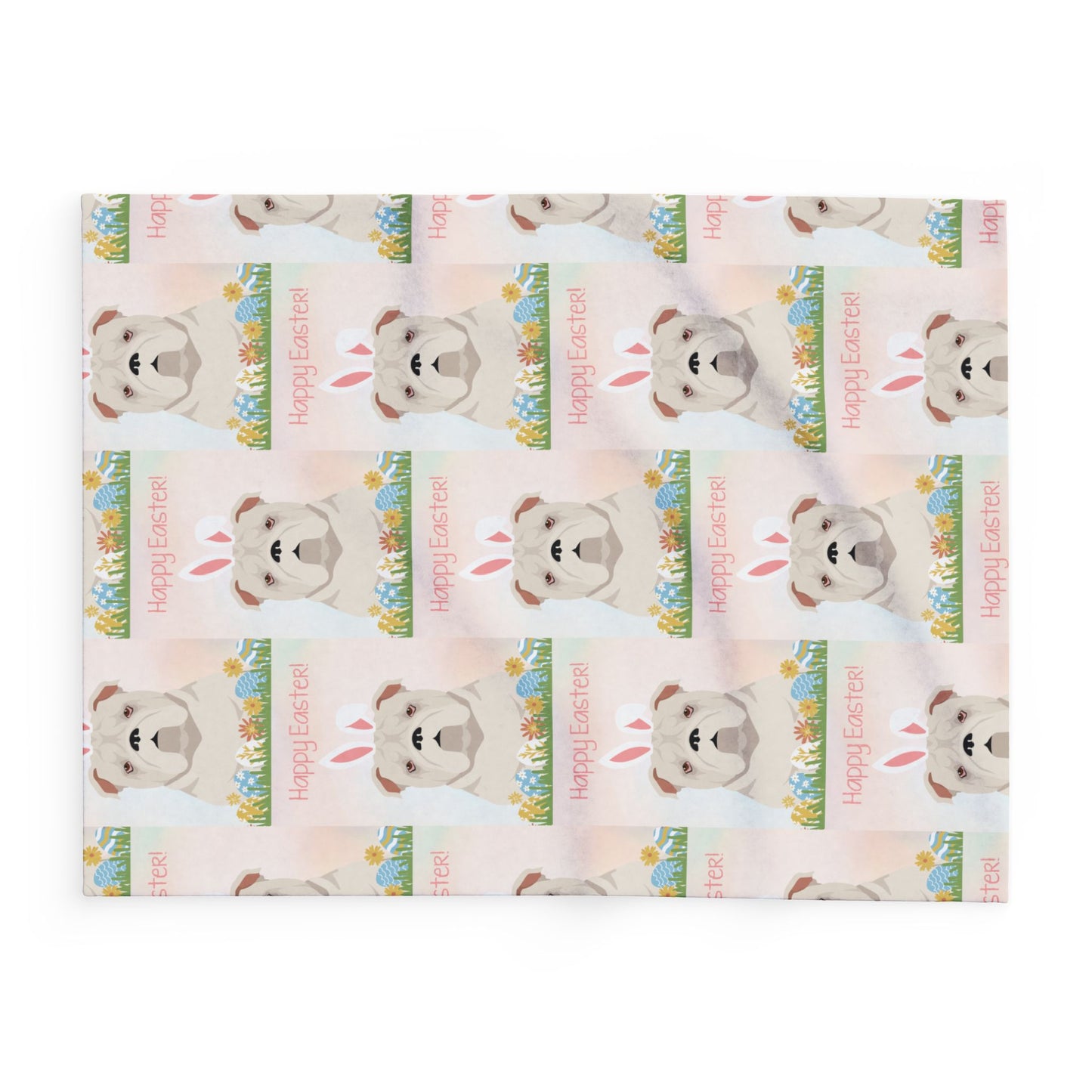 Bulldog Dog Happy Easter Arctic Fleece Blanket - Cozy Decor for Spring Celebrations