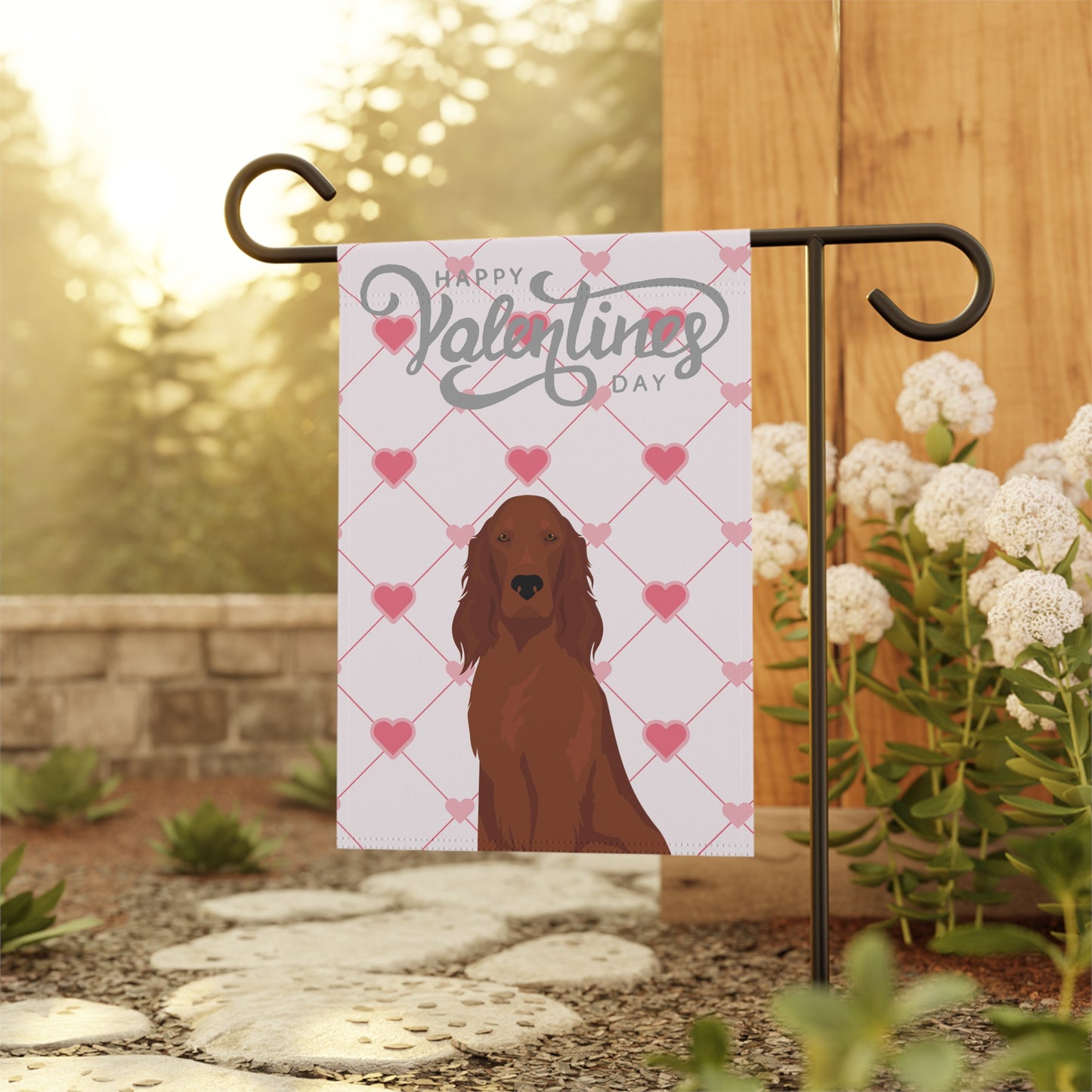 Irish Setter Dog Valentines Day Garden Flag