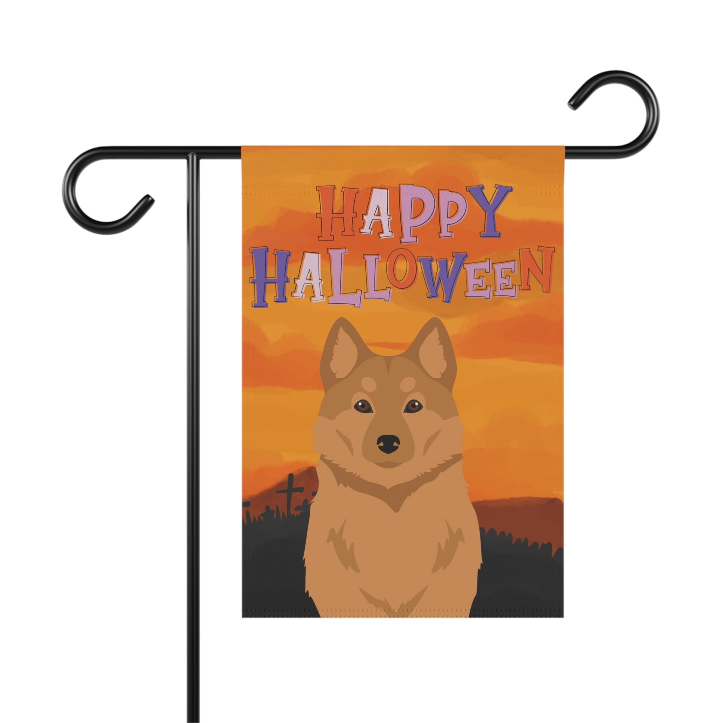 Finnish Spitz Dog Halloween Garden Flag