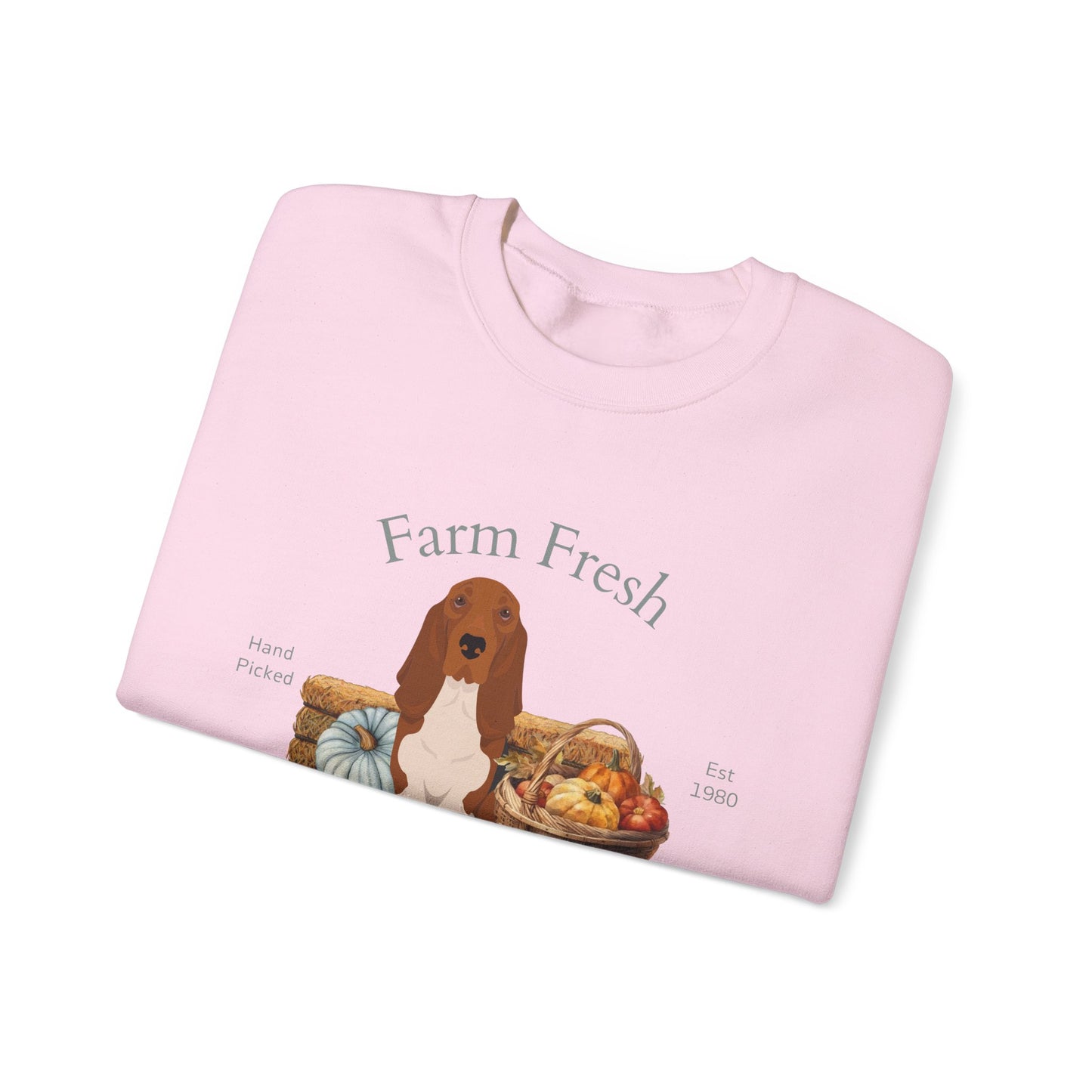 Basset Hound Dog Fall Farm Fresh Unisex Heavy Blend Crewneck Sweatshirt