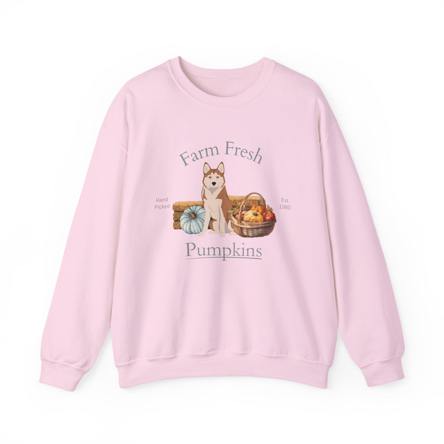 Alaskan Husky Dog Fall Farm Fresh Unisex Heavy Blend Crewneck Sweatshirt