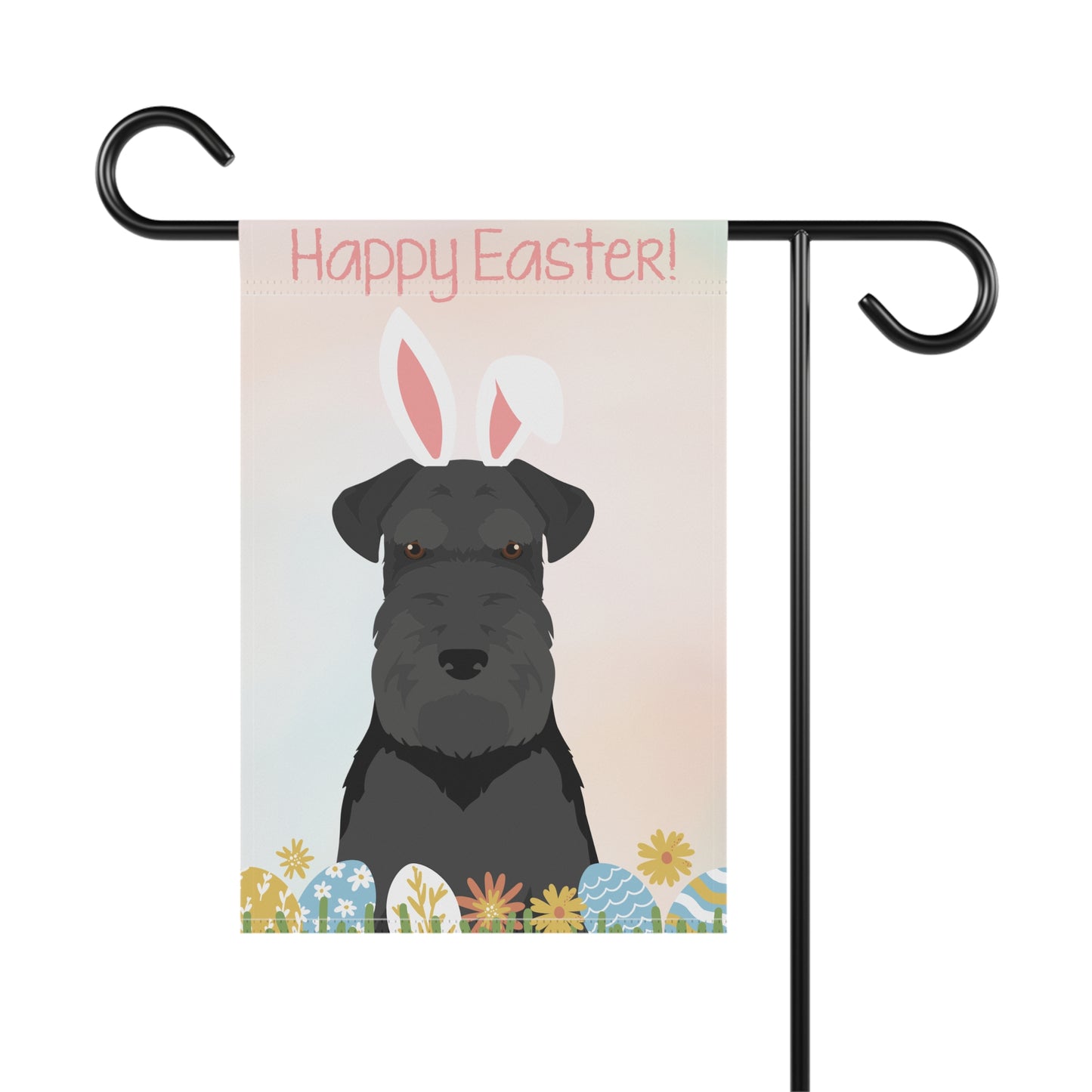 Schnauzer Dog Happy Easter Garden Flag