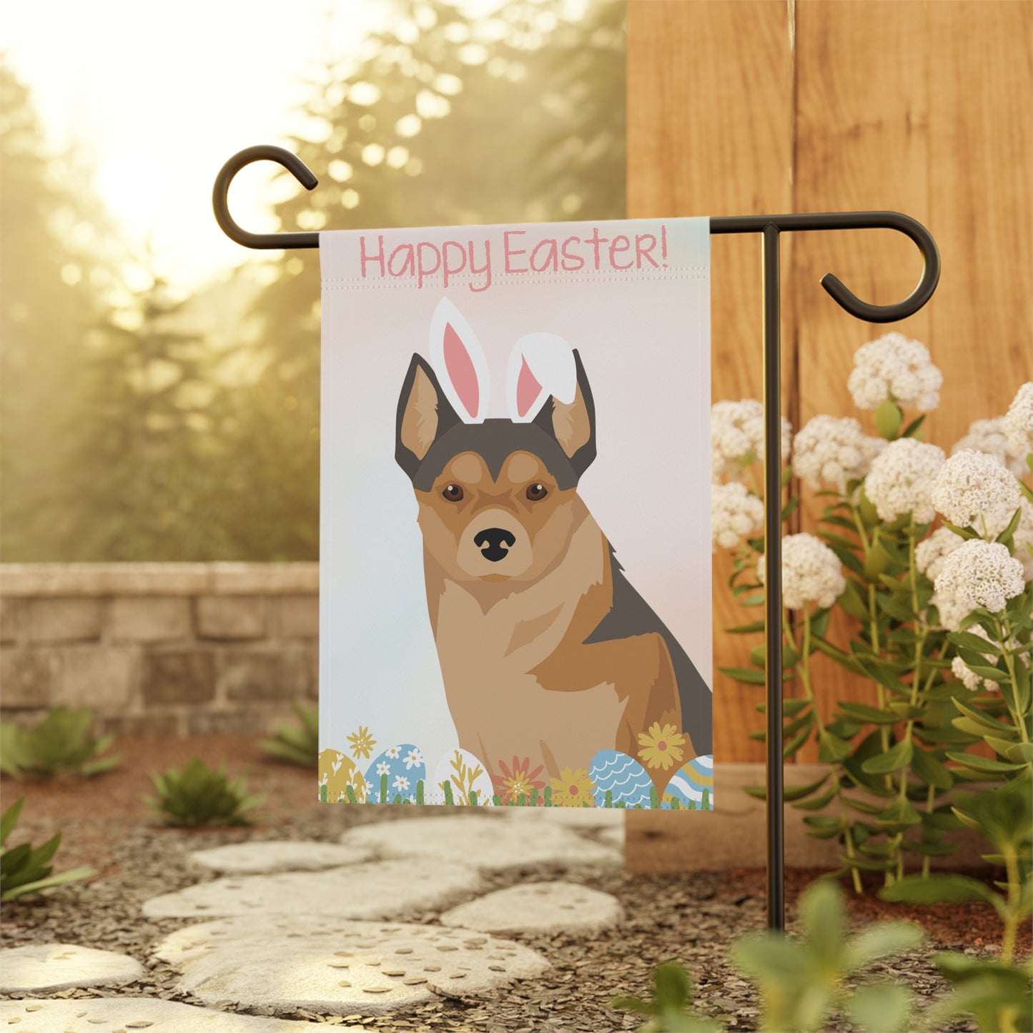 Norwegian Lundehund Dog Happy Easter Garden Flag