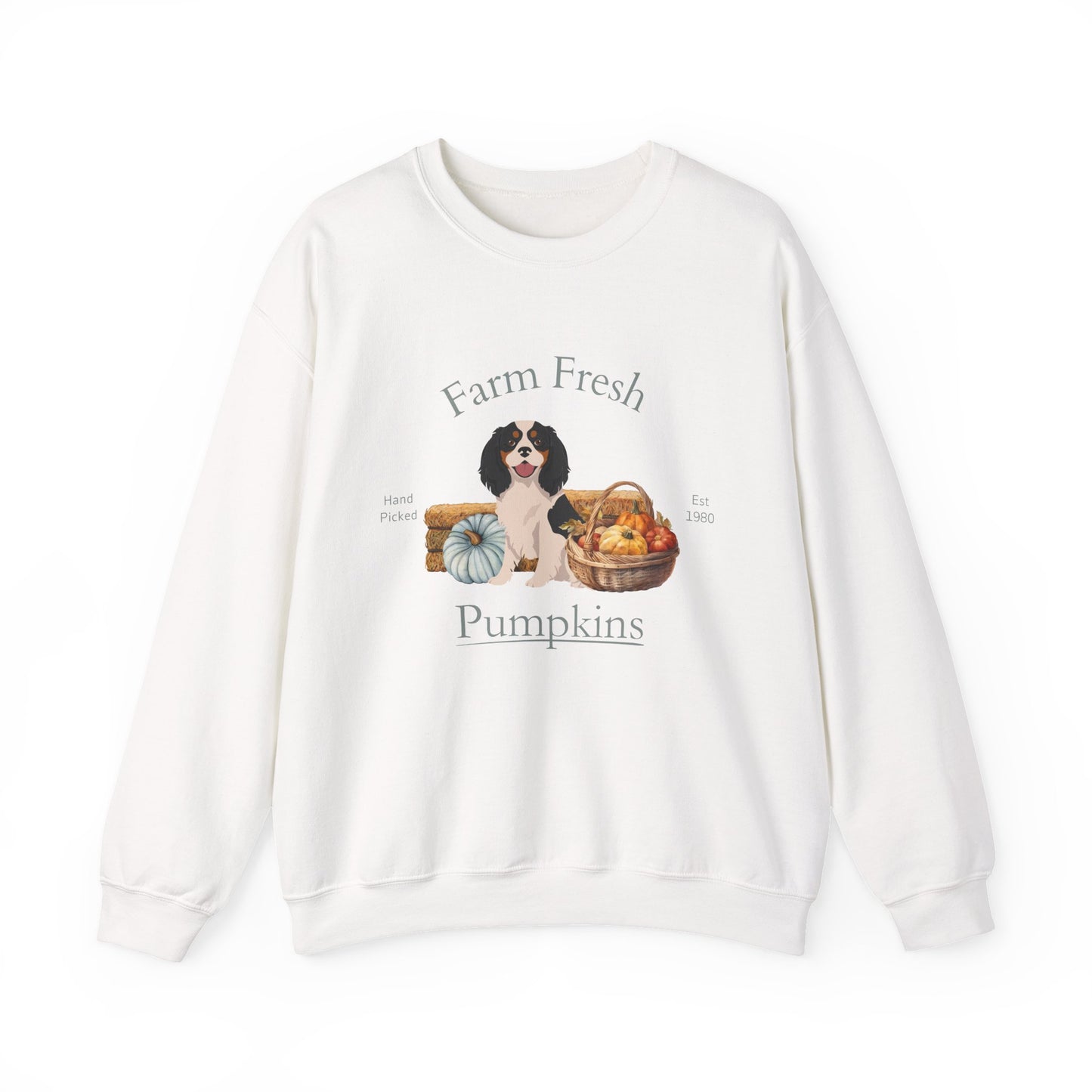 Cavalier King Charles Spaniel Dog Fall Farm Fresh Unisex Heavy Blend Crewneck Sweatshirt
