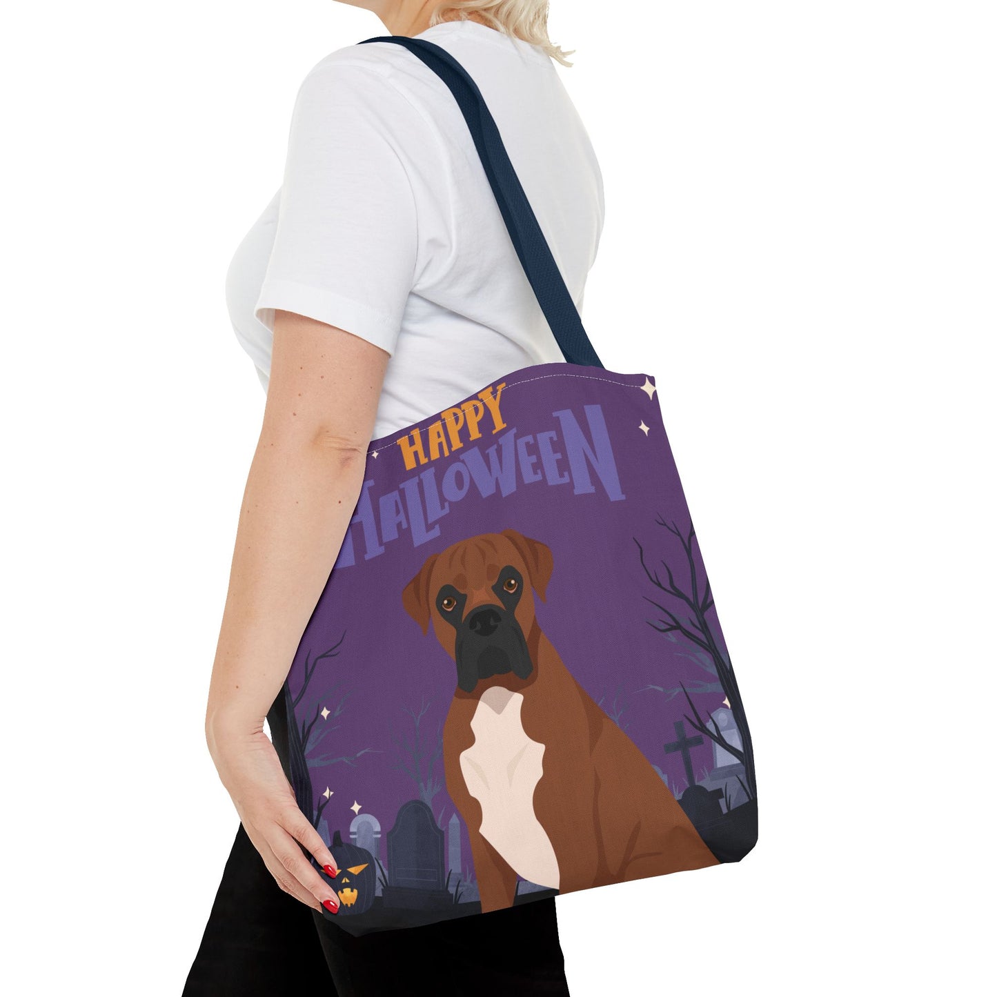 Boxer Dog Happy Halloween Tote Bag 16x16