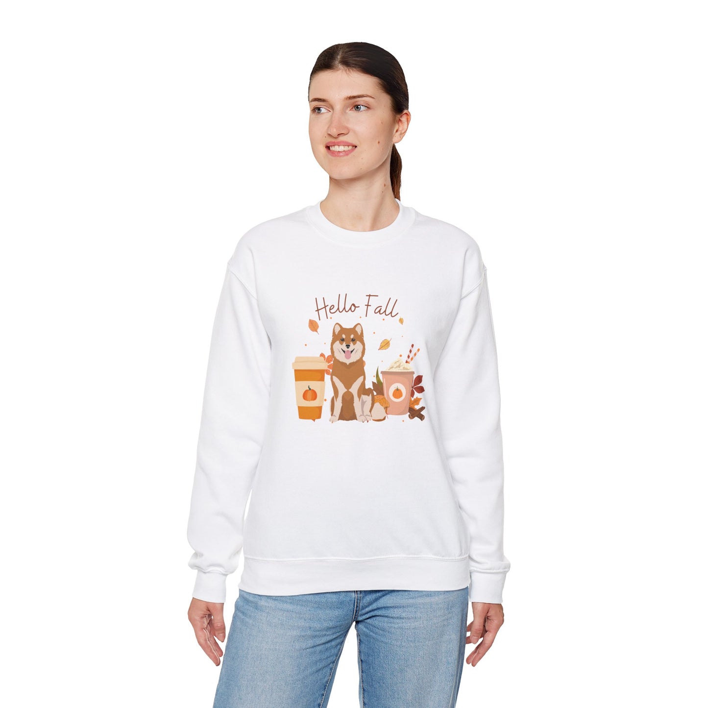 Finnish Lapphund Dog Fall Halloween Unisex Heavy Blend Crewneck Sweatshirt