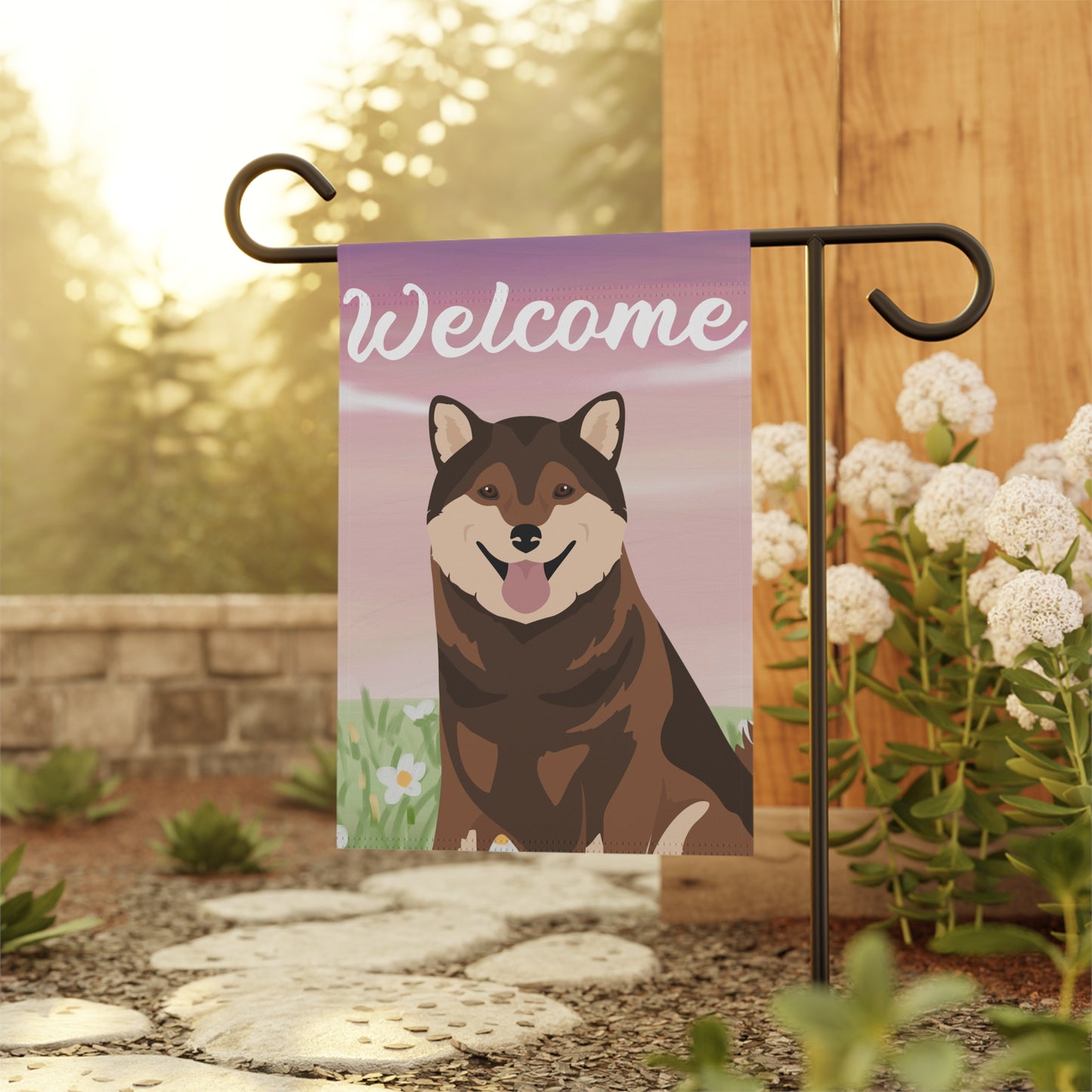 Shiba Inu Dog Welcome Garden Flag