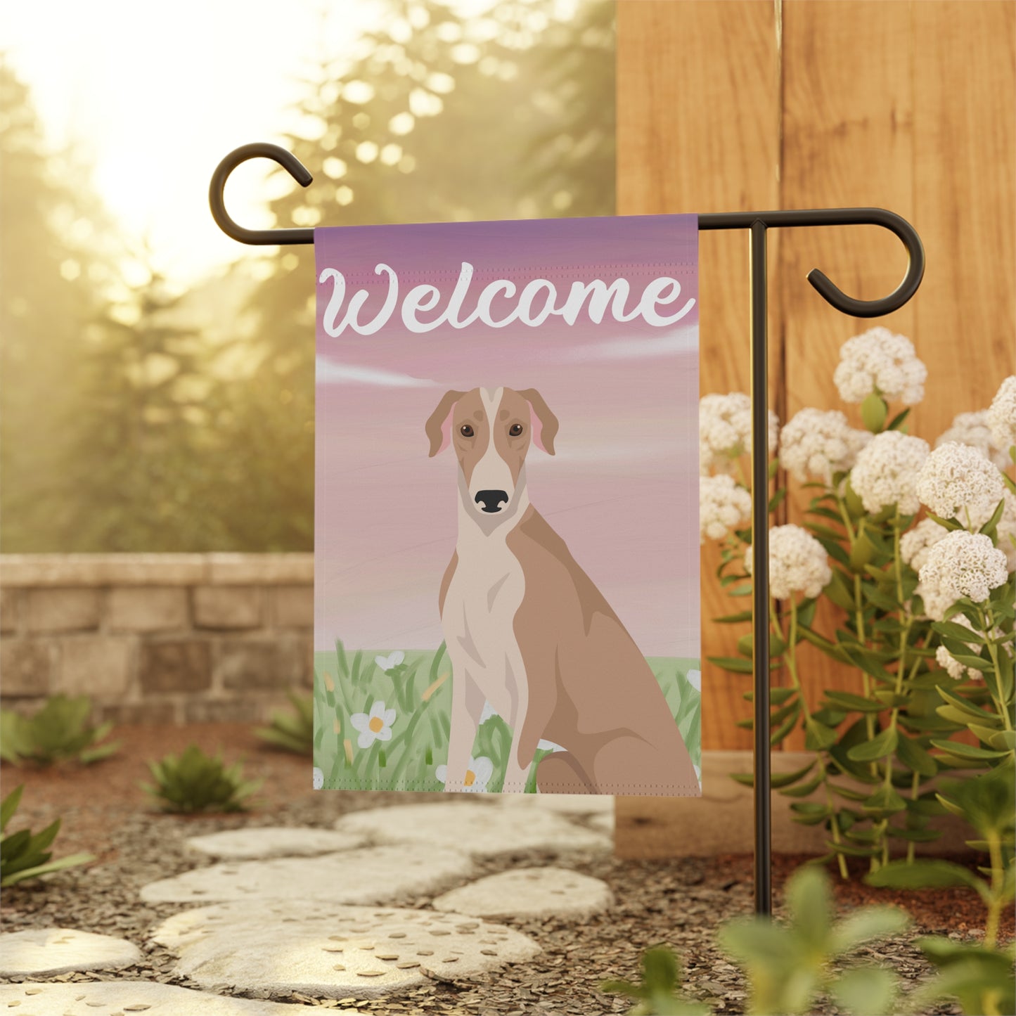 Greyhound Dog Welcome Garden Flag