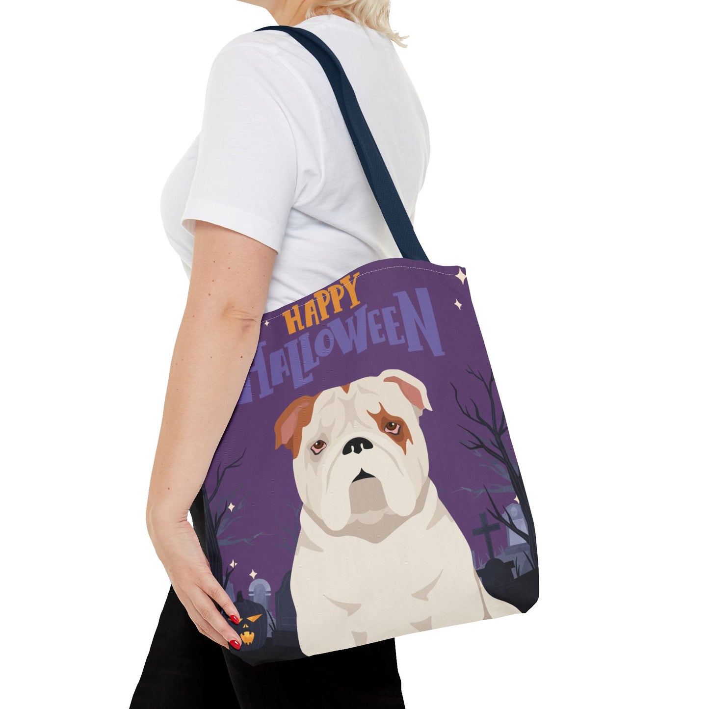 Bulldog Dog Happy Halloween Tote Bag 16x16