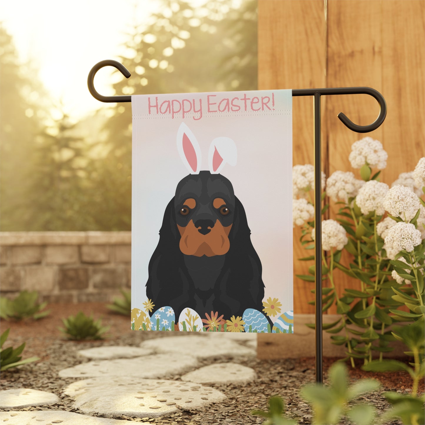 American Cocker Spaniel Dog Happy Easter Garden Flag