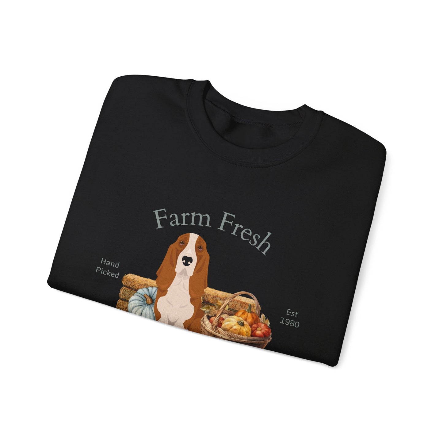 Basset Hound Dog Fall Farm Fresh Unisex Heavy Blend Crewneck Sweatshirt