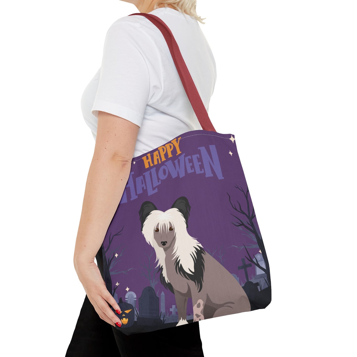Chinese Crested Dog Happy Halloween Tote Bag 16x16