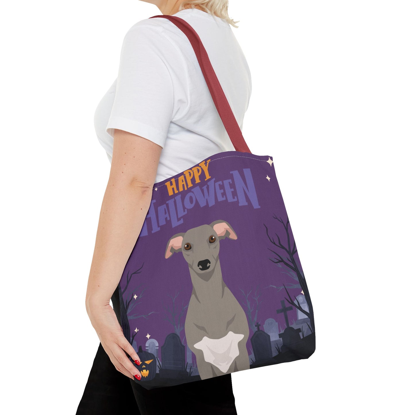 Whippet Dog Happy Halloween Tote Bag 16x16