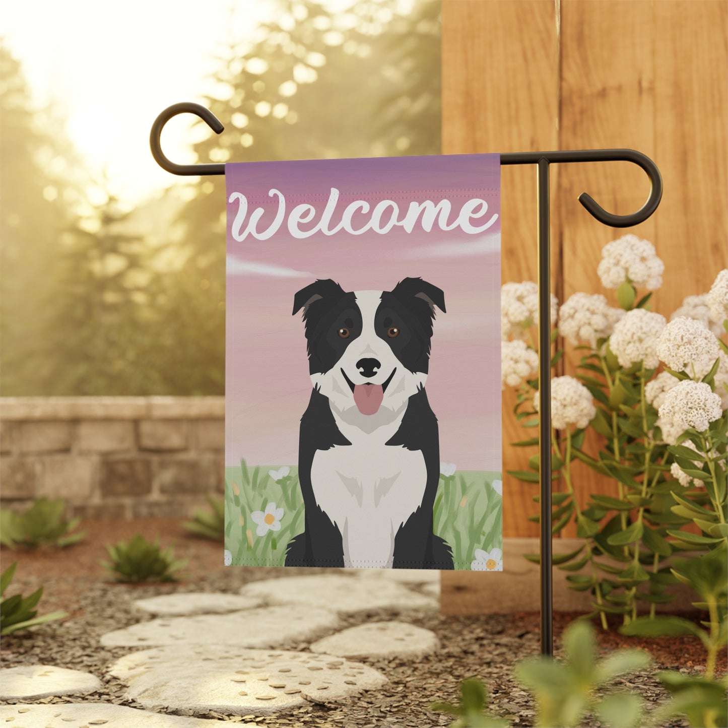 Border Collie Dog Welcome Garden Flag