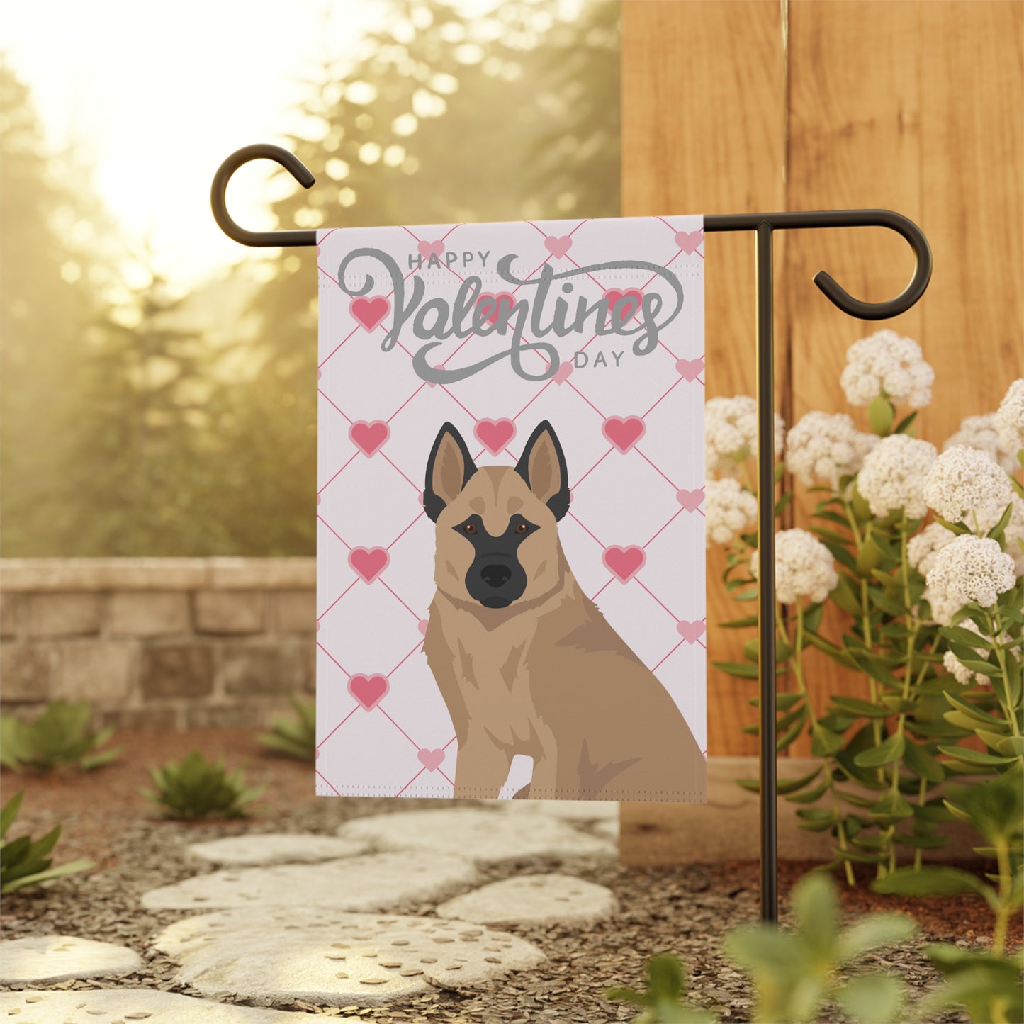 Hallefors Elkhound Dog Valentines Day Garden Flag