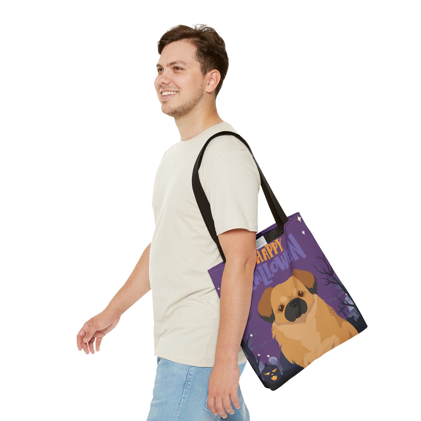 Tibetan Spaniel Dog Happy Halloween Tote Bag 16x16