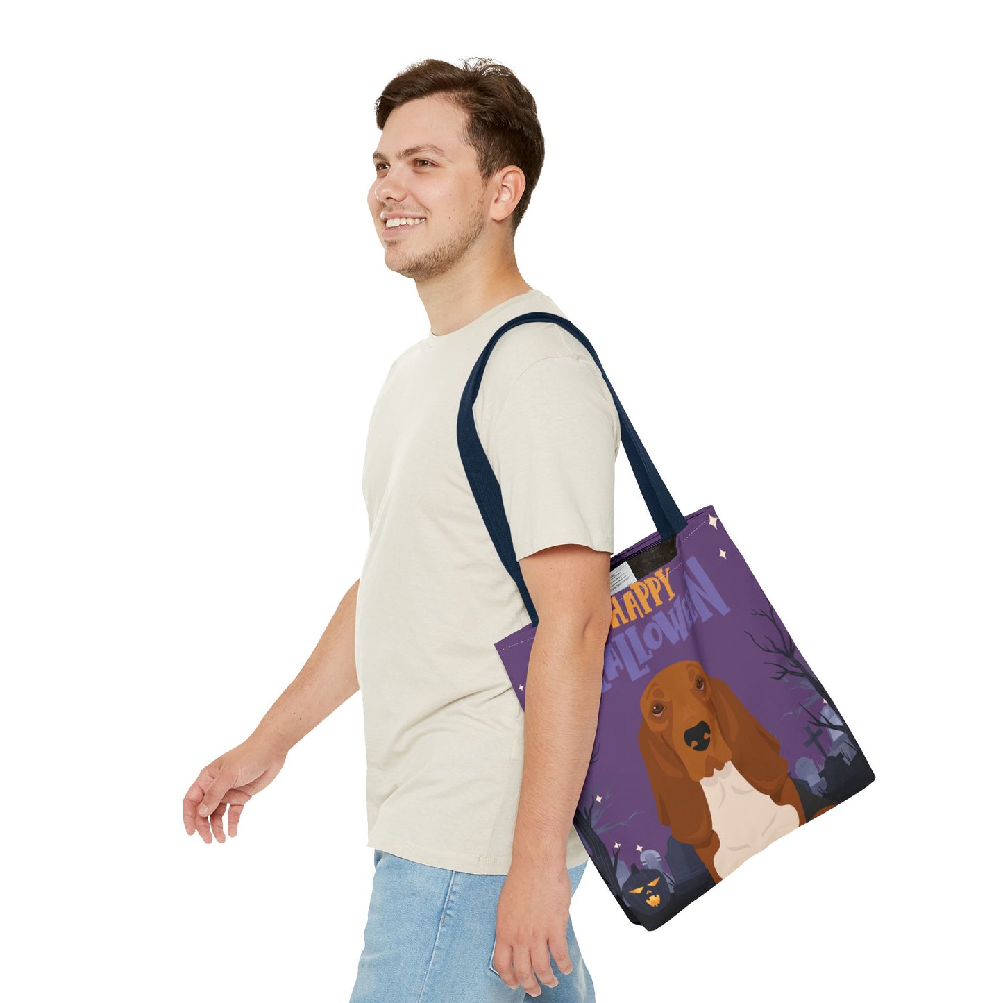 Basset Hound Dog Happy Halloween Tote Bag 16x16