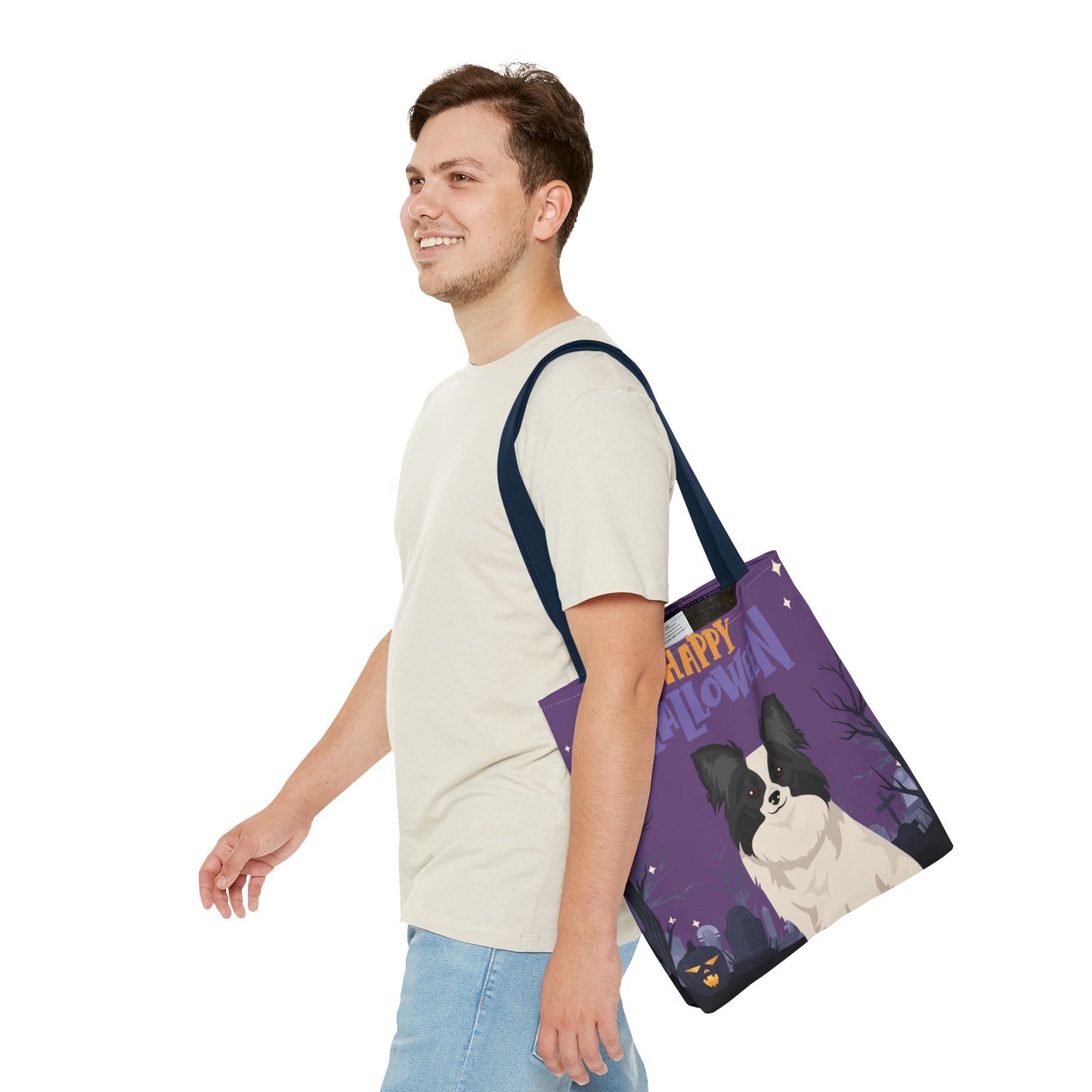 Papillon Dog Happy Halloween Tote Bag 16x16