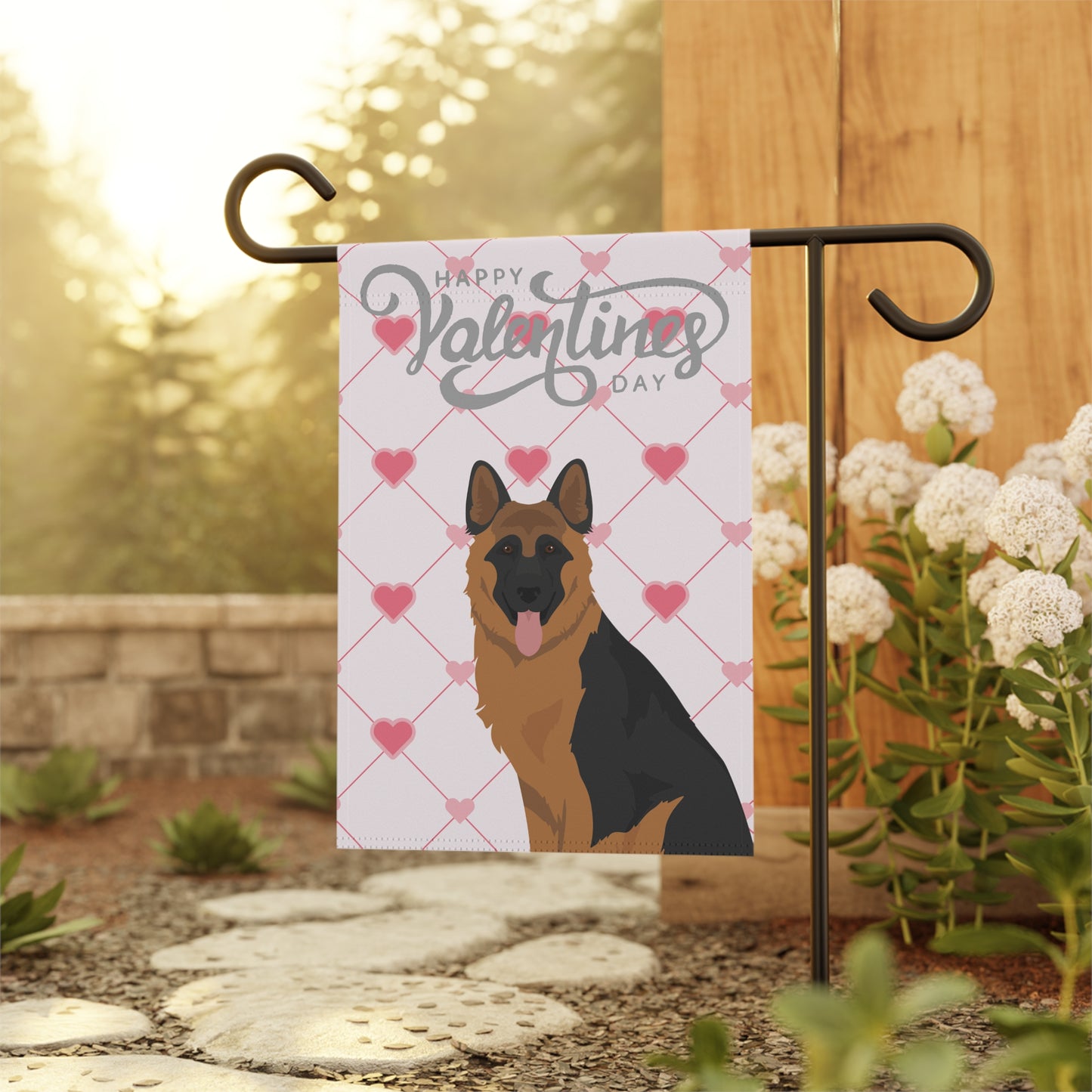 German Shepherd Dog Valentines Day Garden Flag