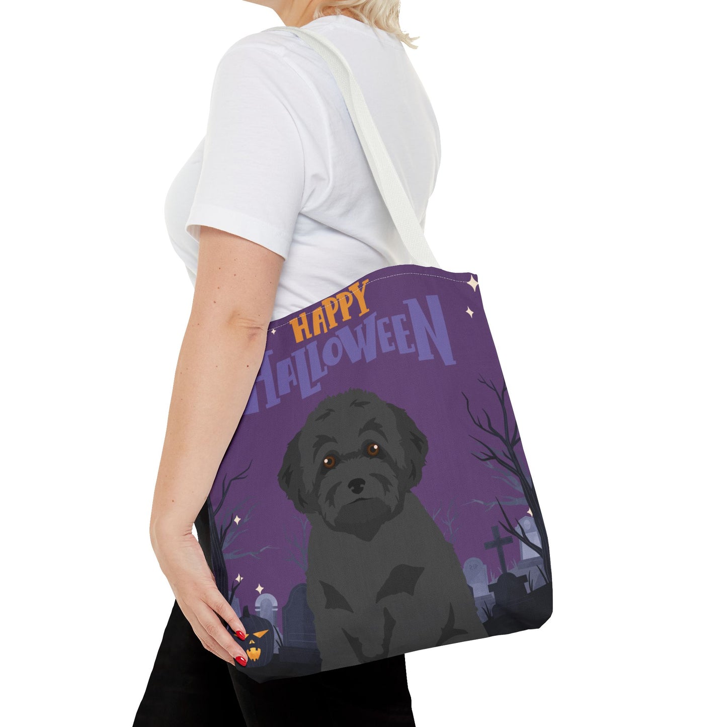 Toy Poodle Dog Happy Halloween Tote Bag 16x16