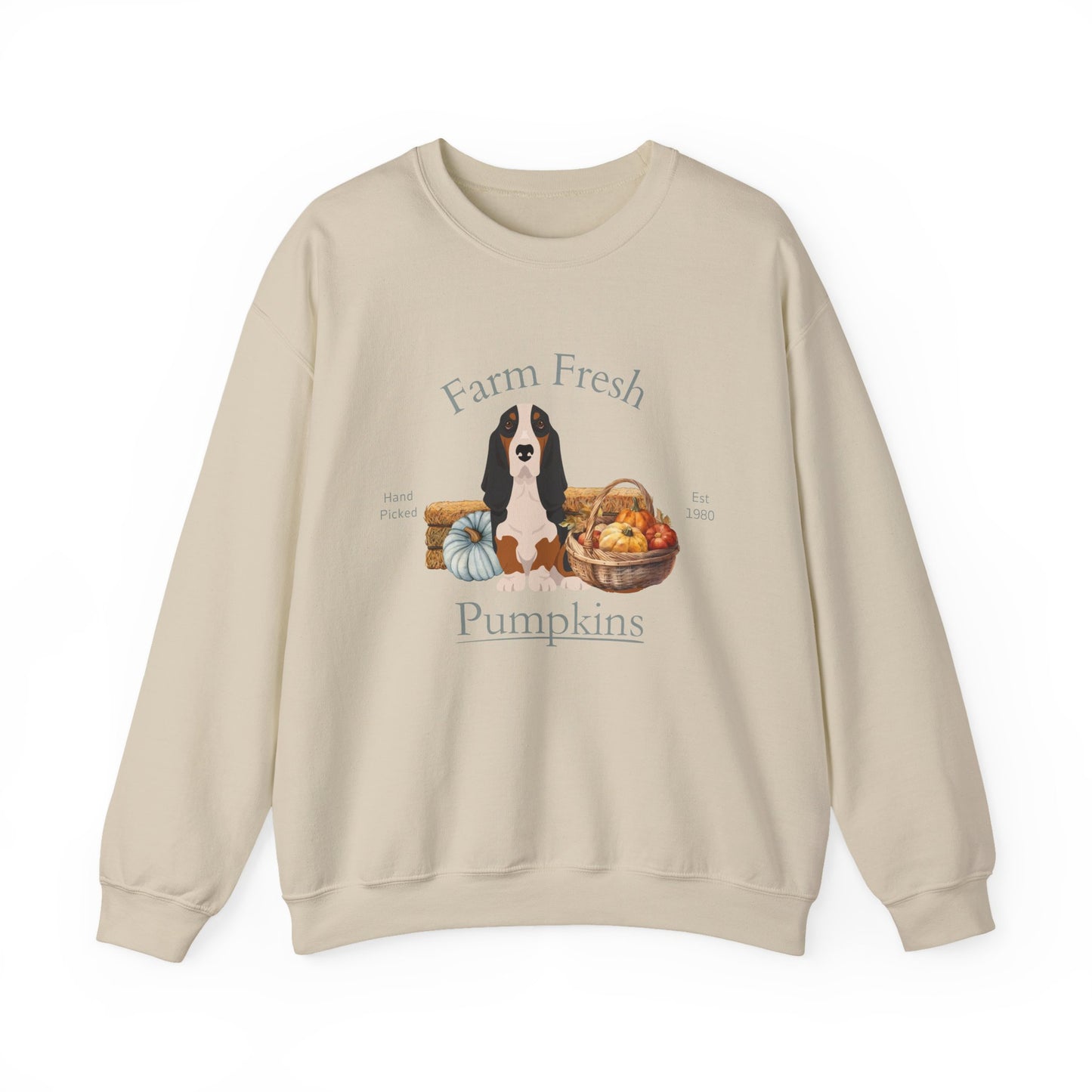 Basset Hound Dog Fall Farm Fresh Unisex Heavy Blend Crewneck Sweatshirt