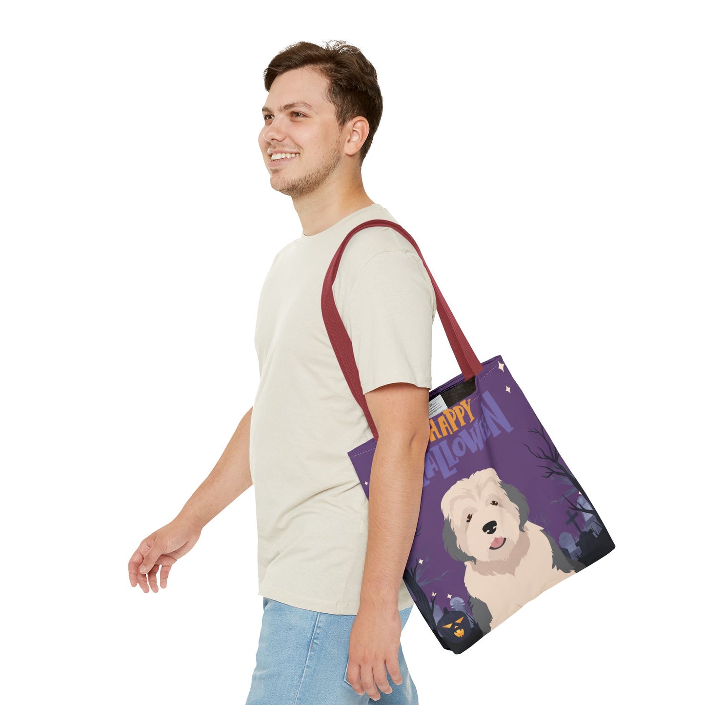 Old English Sheepdog Dog Happy Halloween Tote Bag 16x16