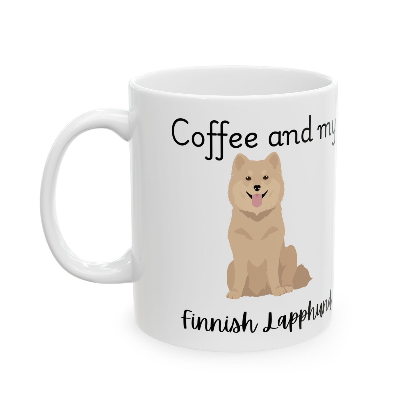 Coffee and My Flinnish Lapphund Coated Ceramic Mug | Dog Lover Gift, Pet Owner Cup, Cute Mug for Dog Moms, Funny Mug for Coffee Lovers