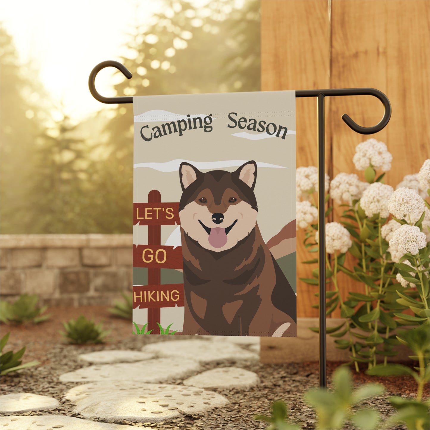 Shiba Inu Dog Camping Garden Flag