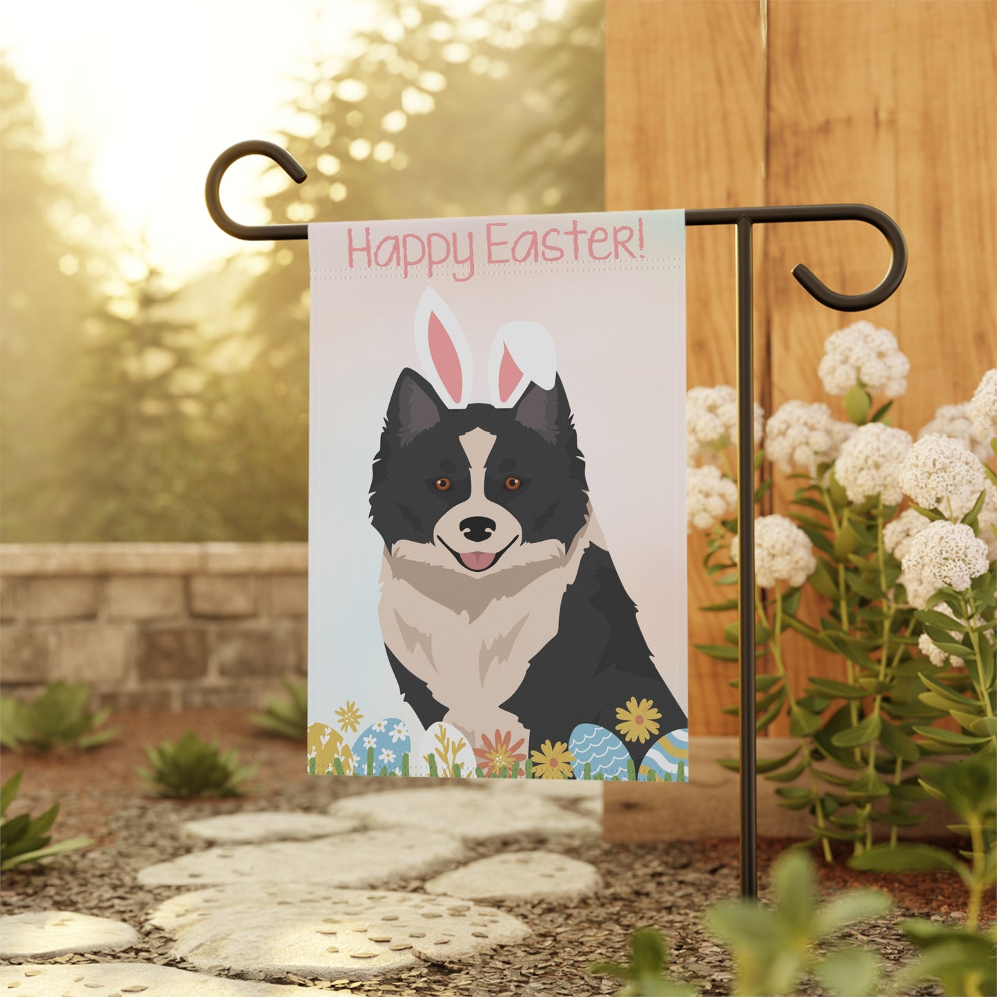 Nenets Herding Laika Dog Happy Easter Garden Flag