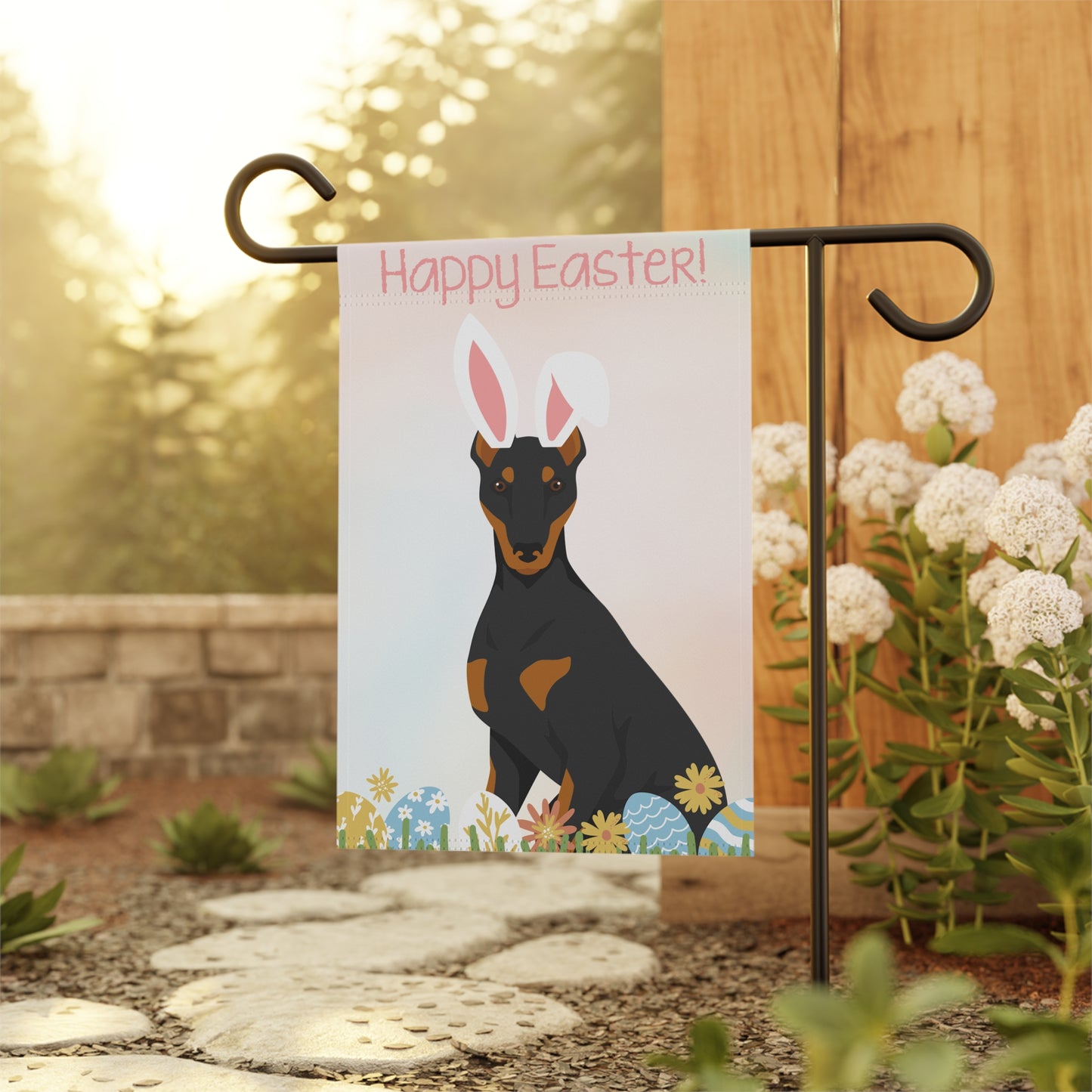 Manchester Terrier Dog Happy Easter Garden Flag