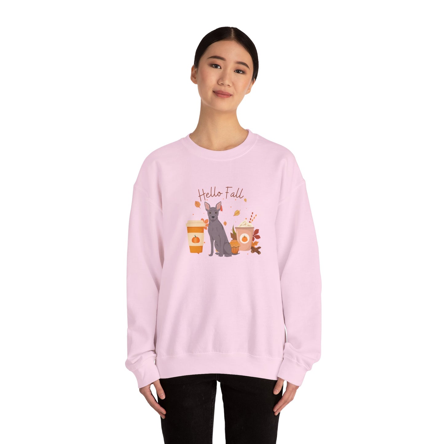 American Hairless Terrier Dog Fall Unisex Heavy Blend Crewneck Sweatshirt