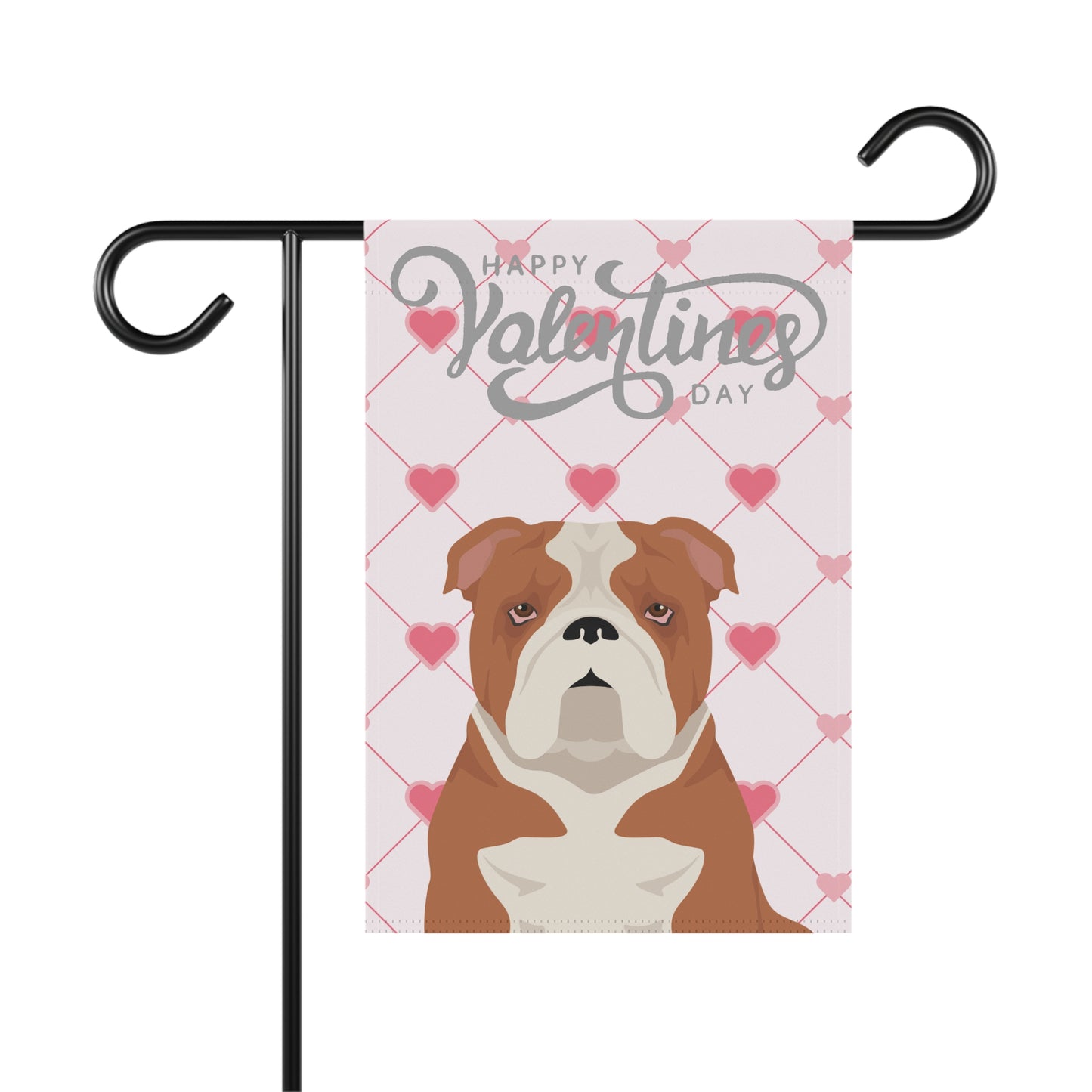Bulldog Dog Valentines Day Garden Flag