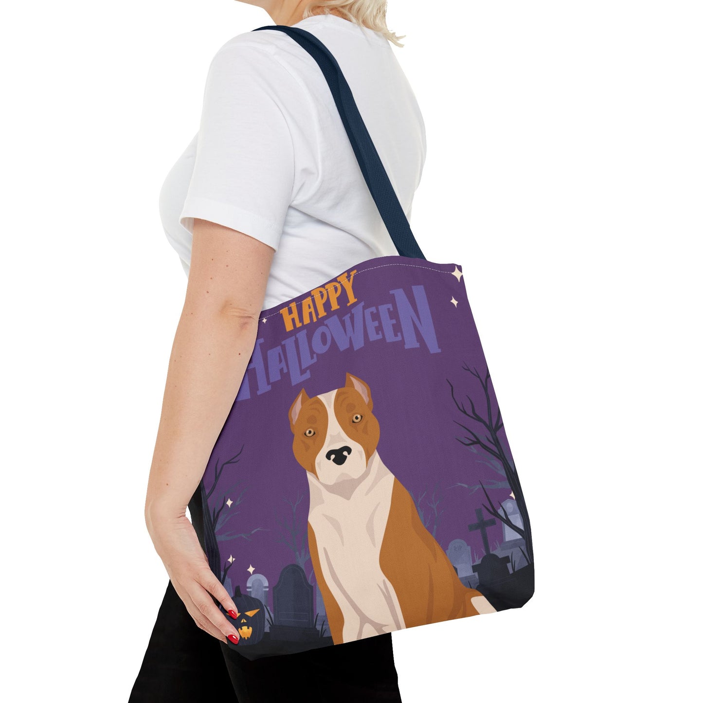American Staffordshire Terrier Dog Happy Halloween Tote Bag 16x16