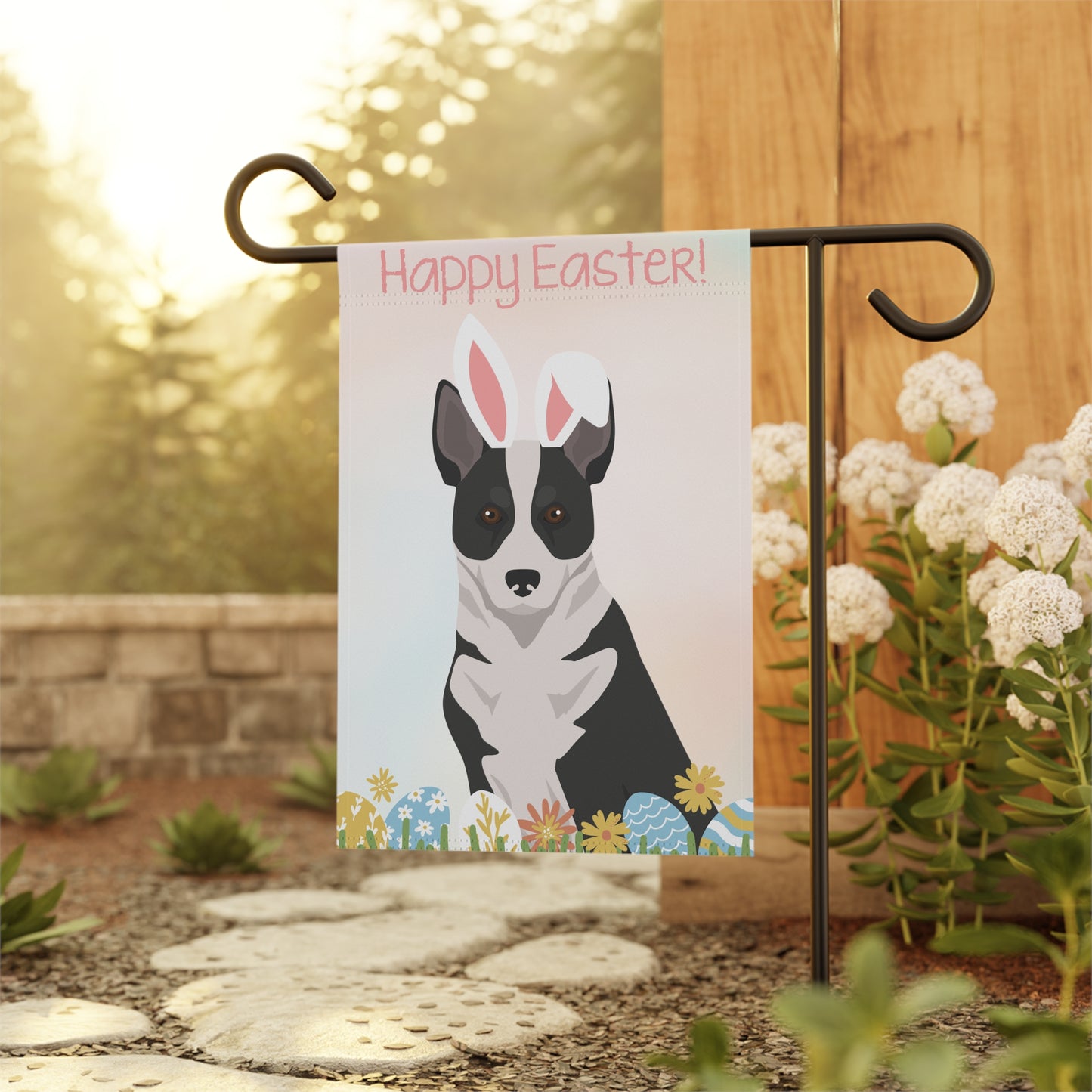 Canaan Dog Happy Easter Garden Flag
