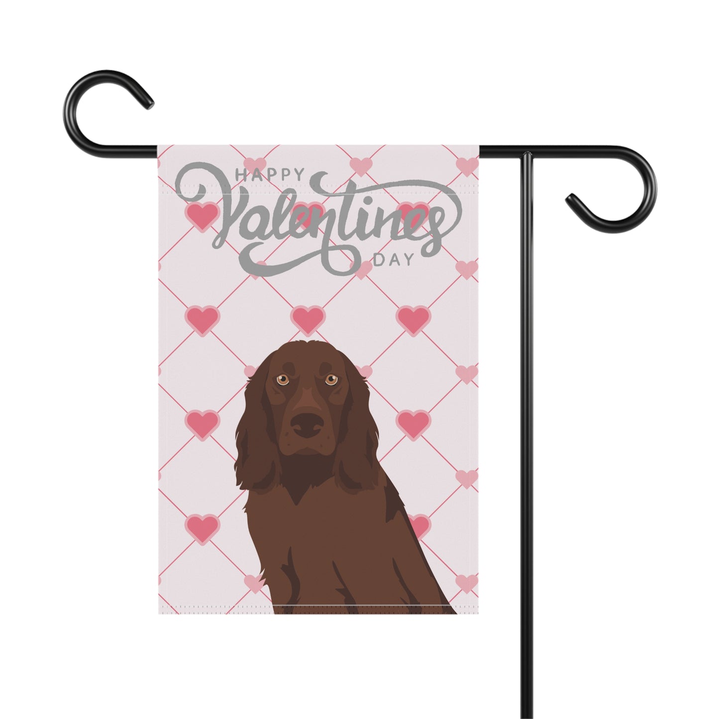 Russian Spaniel Dog Valentines Day Garden Flag