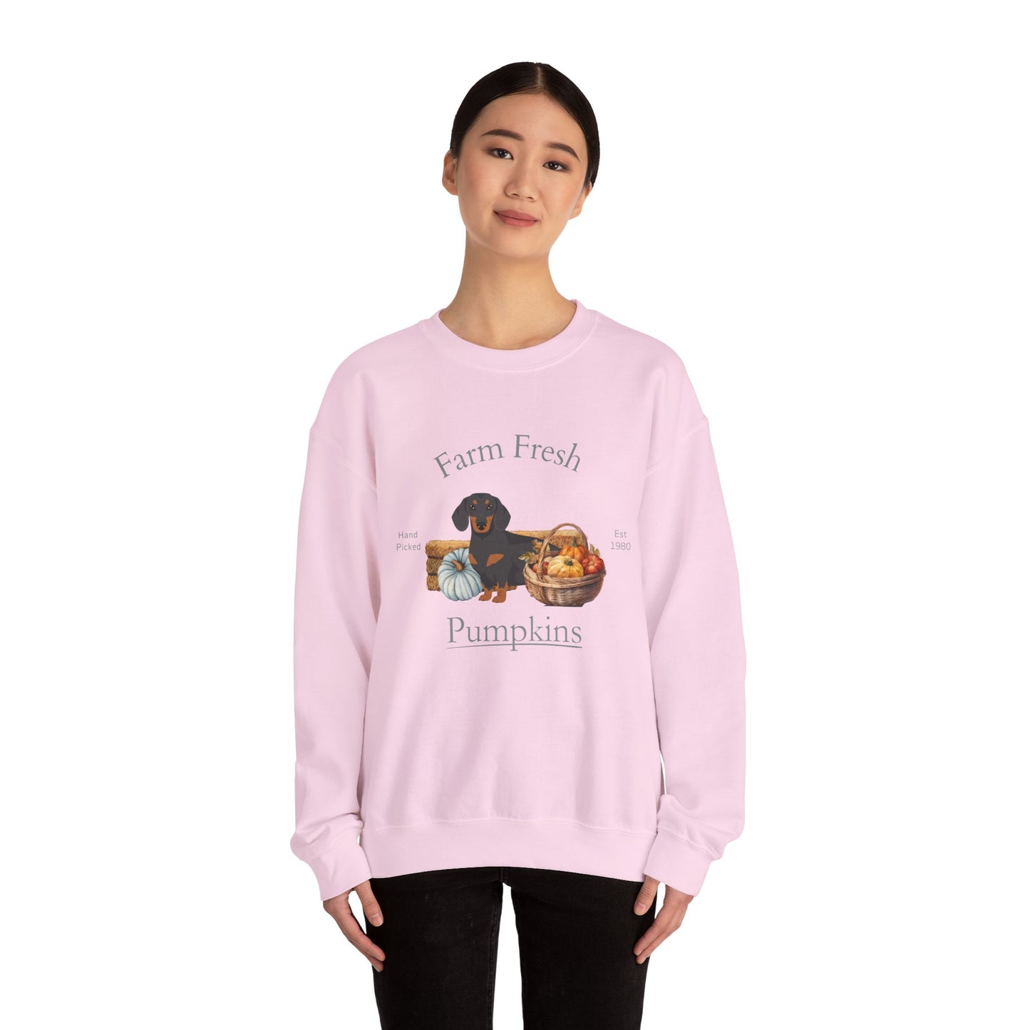 Dachshund Dog Fall Farm Fresh Unisex Heavy Blend Crewneck Sweatshirt