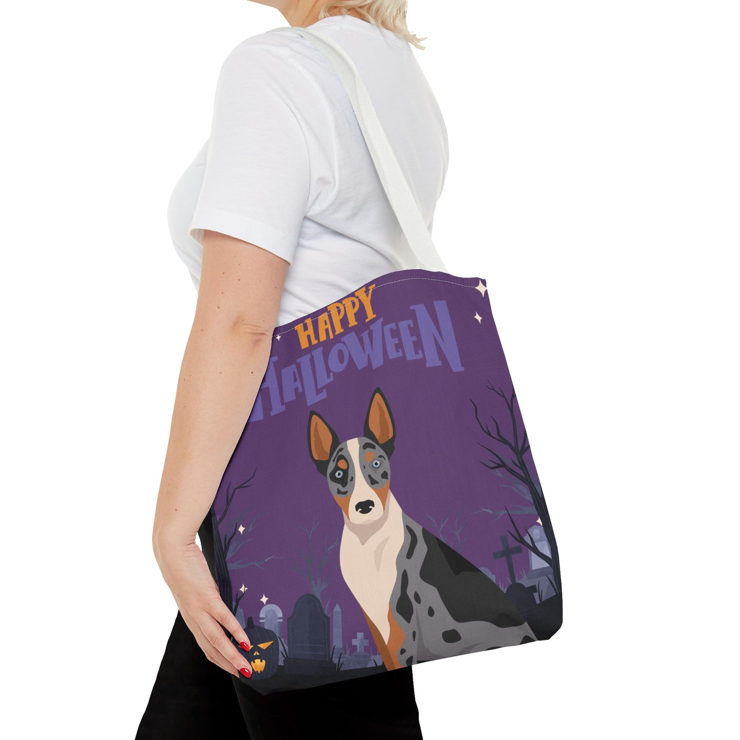 Australian Koolie Dog Happy Halloween Tote Bag 16x16